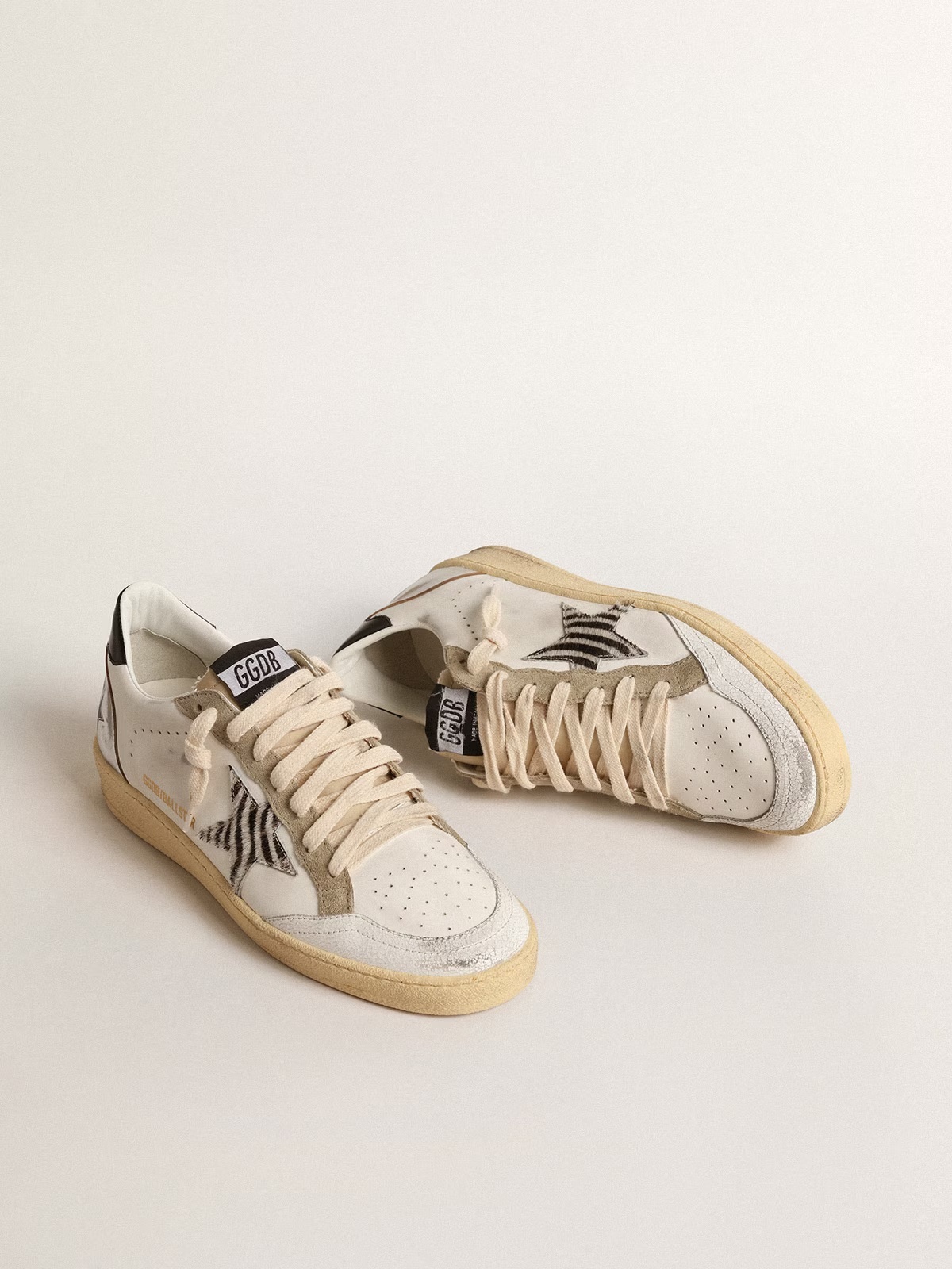 Golden Goose GGDB Ball Star LTD with zebra-print star and metallic leather insert