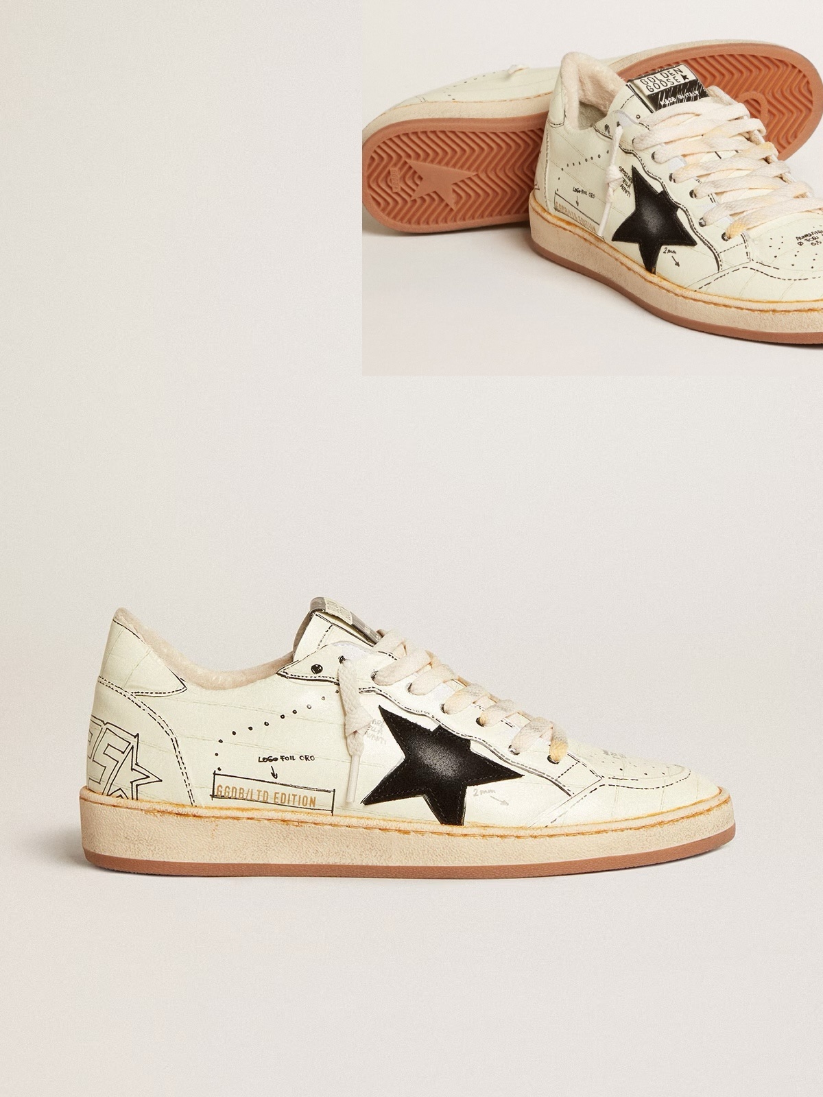 Golden Goose GGDB Ball Star LTD with black suede star and black lettering