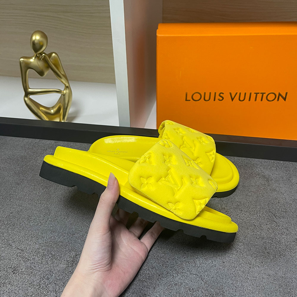 Louis Vuitton LV Pool Pillow Fabric Flat Slide  Sandals  (Replica)