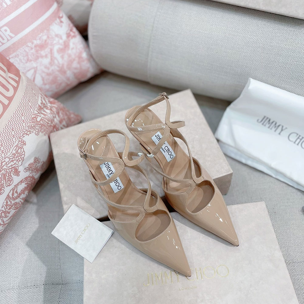 Jimmy Choo 8.5CM Slim Heel Strap Tip  Slide Sandal (Replica)