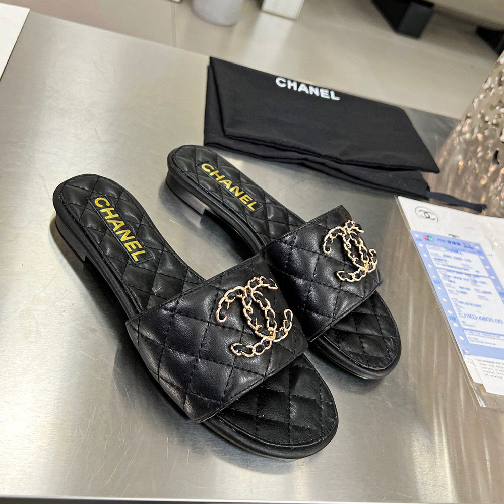 Chanel Lambskin Fashion Flat Sandals Slide(Replica)