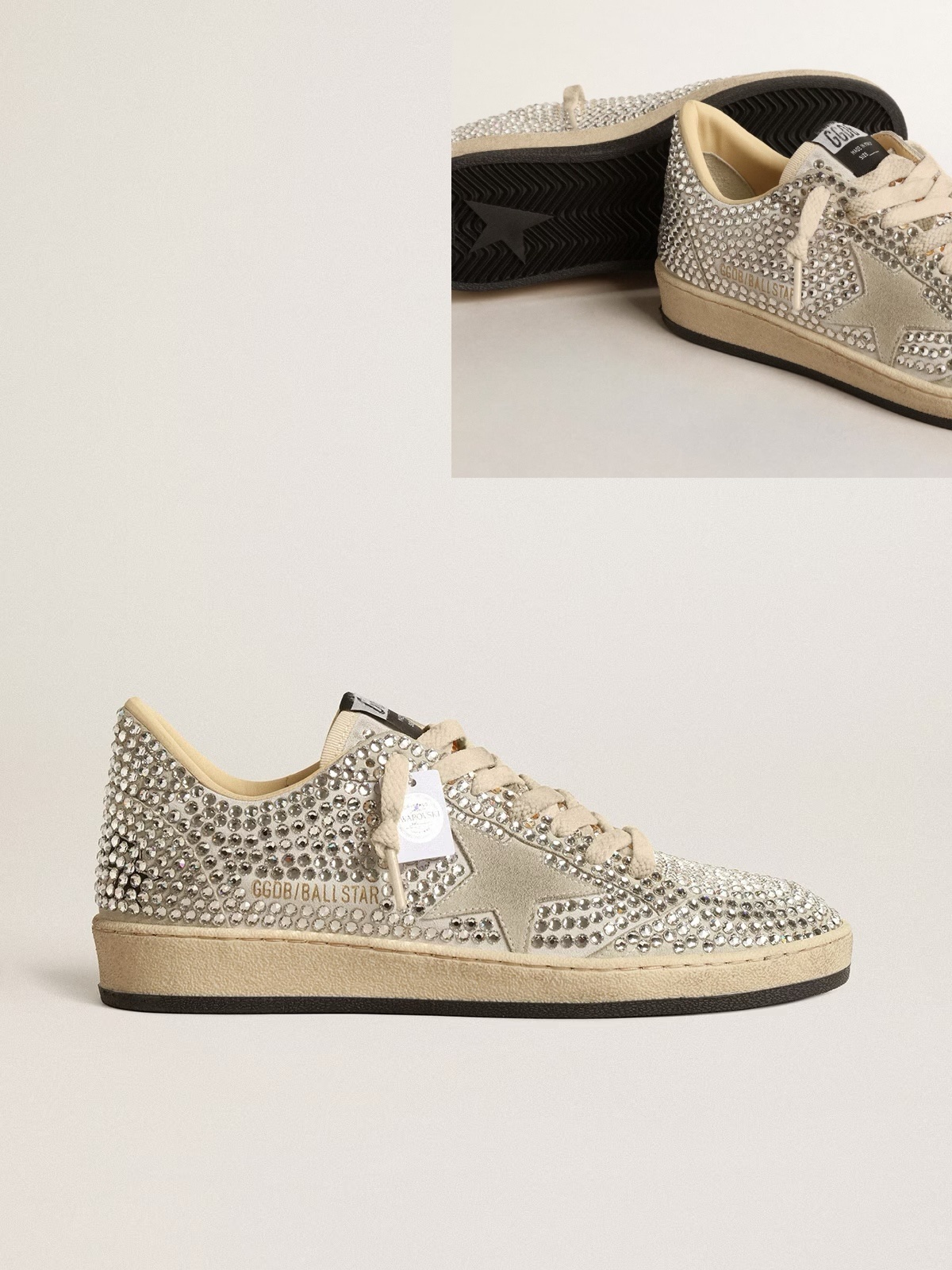 Golden Goose GGDB Ball Star in honey suede with silver leather star and heel tab