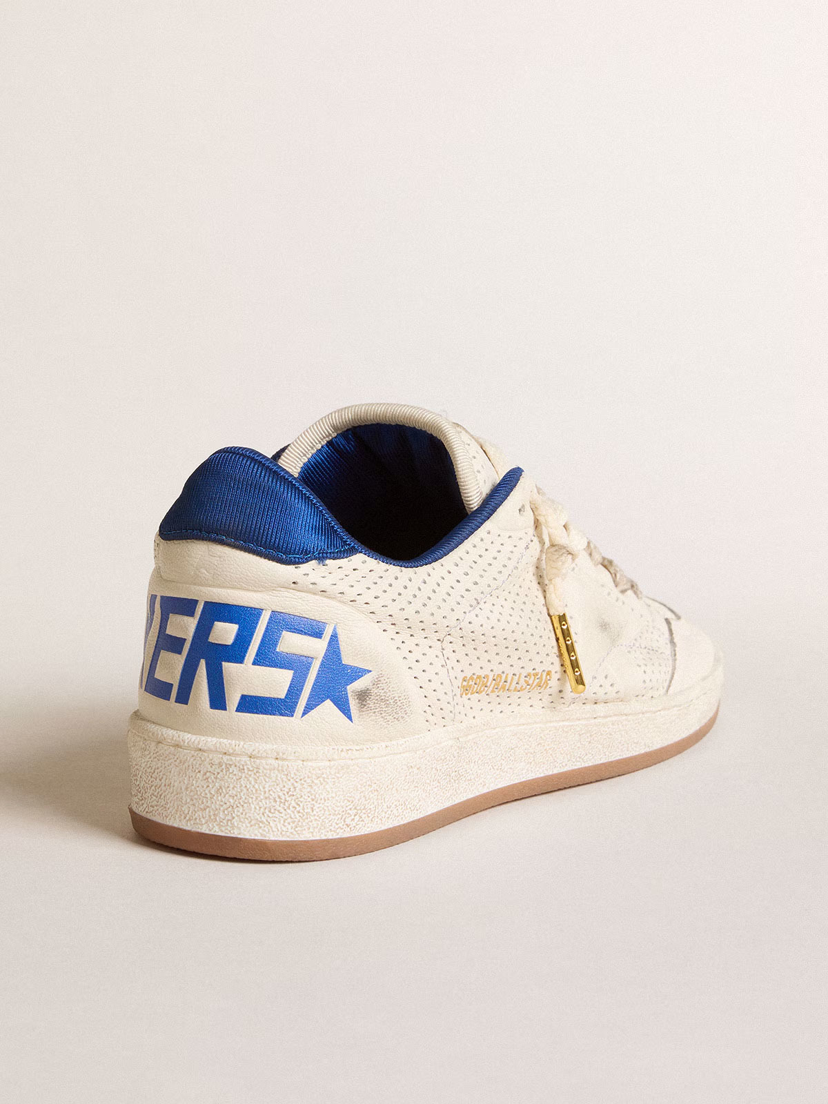 Golden Goose GGDB Ball Star in perforated nappa with white star and blue nylon heel tab
