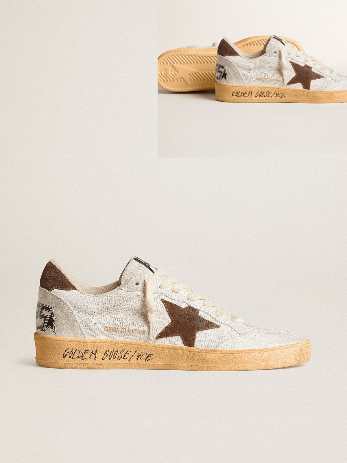 Golden Goose GGDB Women's Ball Star LTD CNY in white leather with ivory star