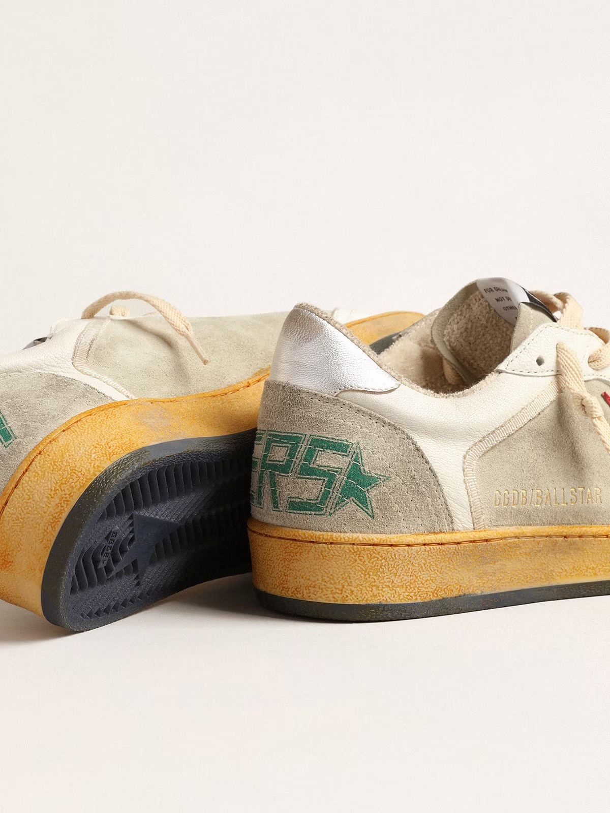 Golden Goose GGDB Ball Star in gray suede with red star and silver heel tab