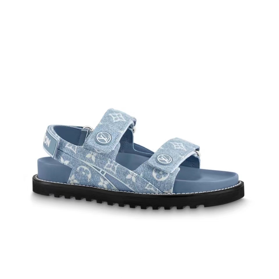 Louis Vuitton LV Paseo Fabric Velcro Slide Sandal (Replica)