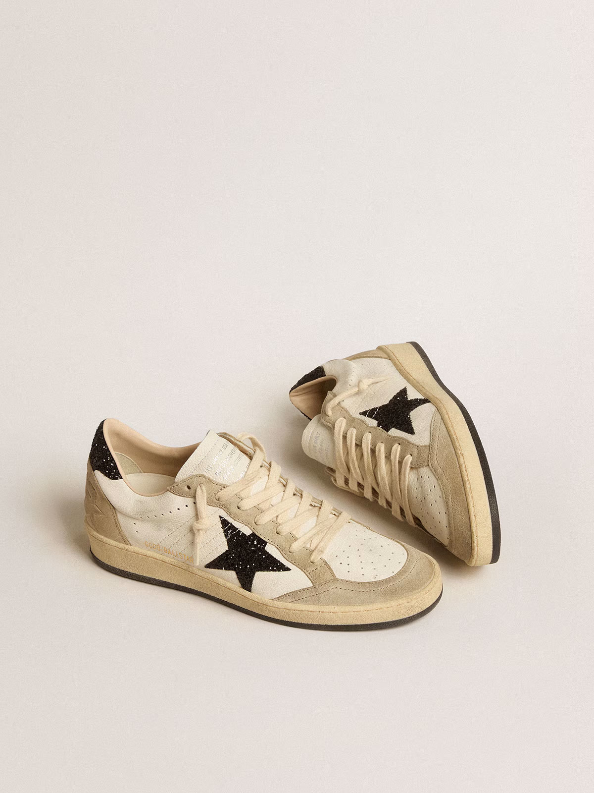 Golden Goose GGDB Ball Star LTD in nappa leather and suede with cream star and silver heel tab