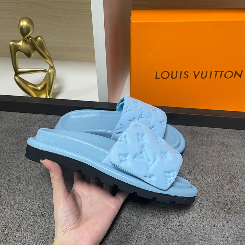 Louis Vuitton LV Pool Pillow Fabric Flat Slide  Sandals  (Replica)