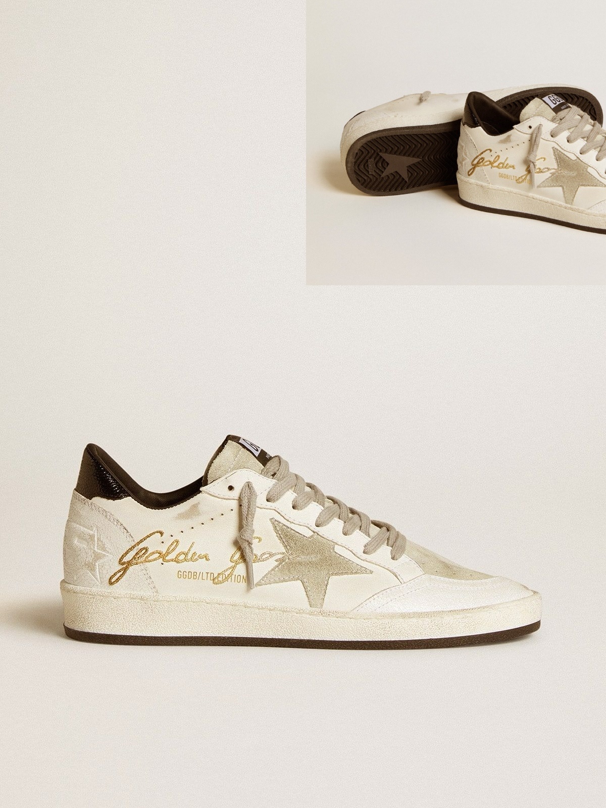 Golden Goose GGDB Women's Ball Star LTD with suede star and textured leather heel tab