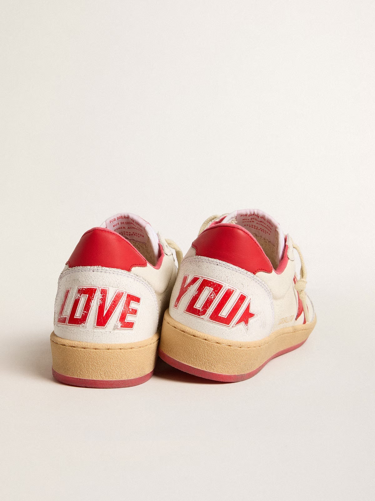 Golden Goose GGDB Women's Ball Star Wishes in white leather with a red star and heel tab