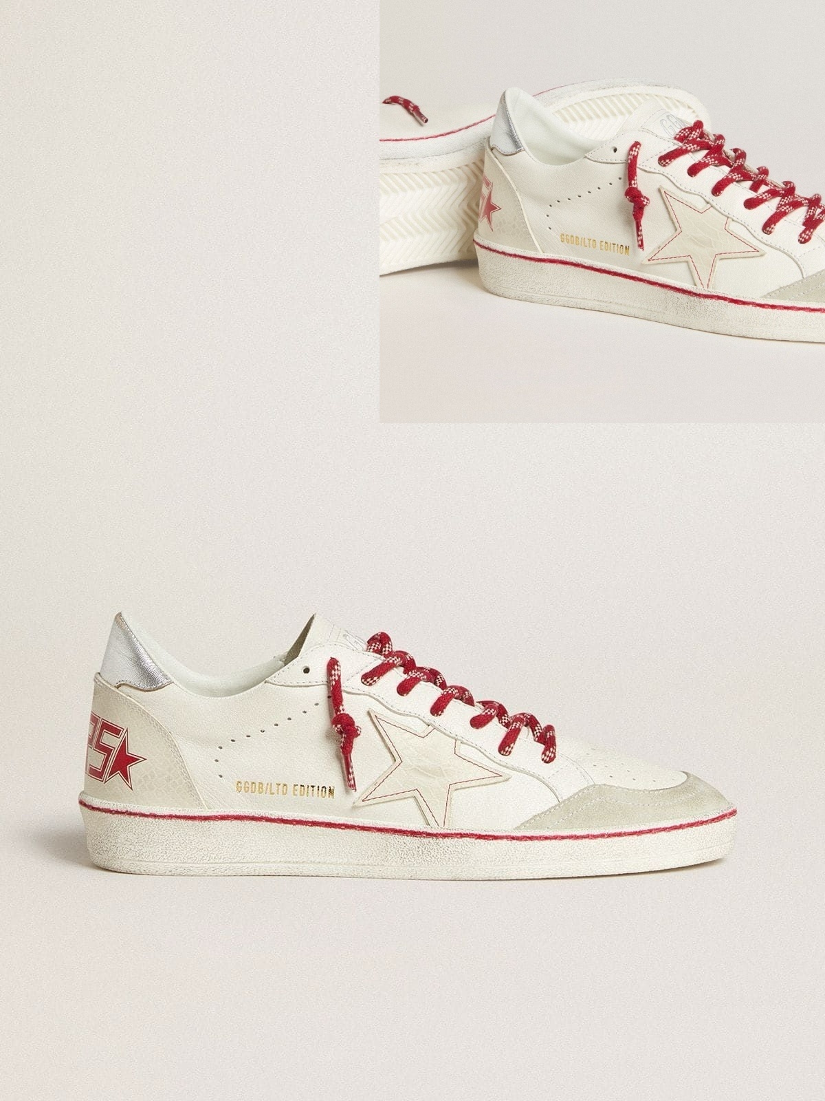 Golden Goose GGDB Women's Ball Star LTD CNY in white leather with a lived-in effect