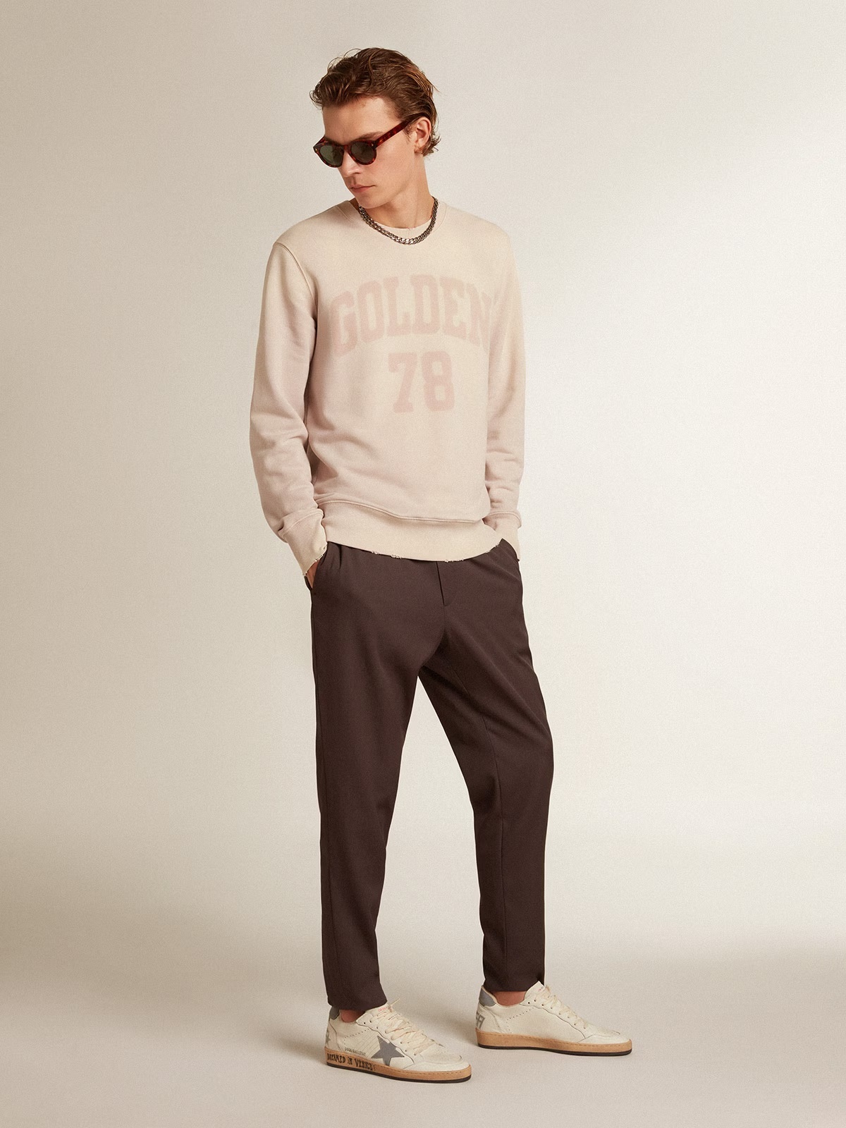 Golden Goose GGDB Ball Star in nappa with gray reflective nylon star and heel tab