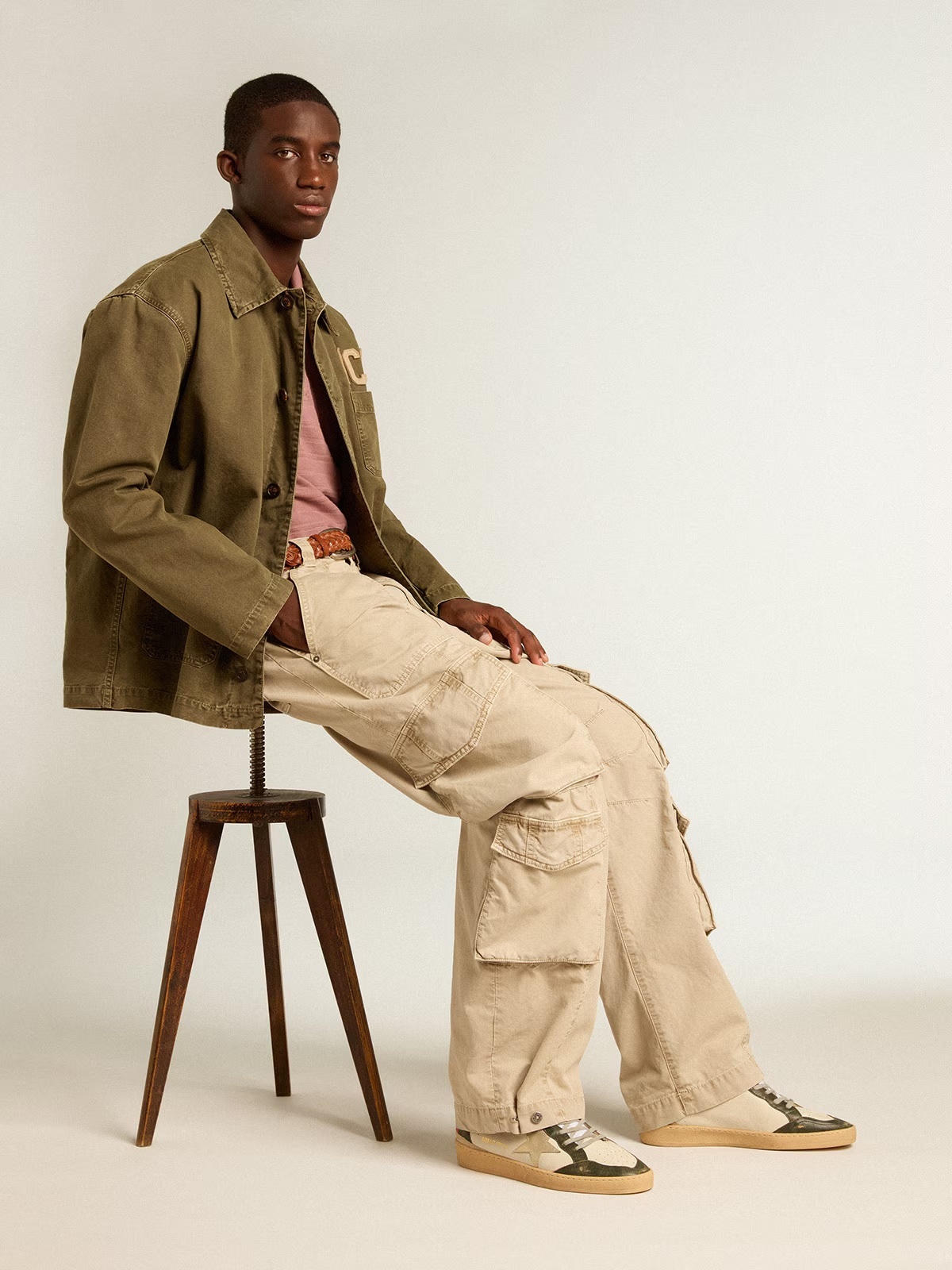 Golden Goose GGDB Ball Star LTD with platinum leather star and green leather heel tab