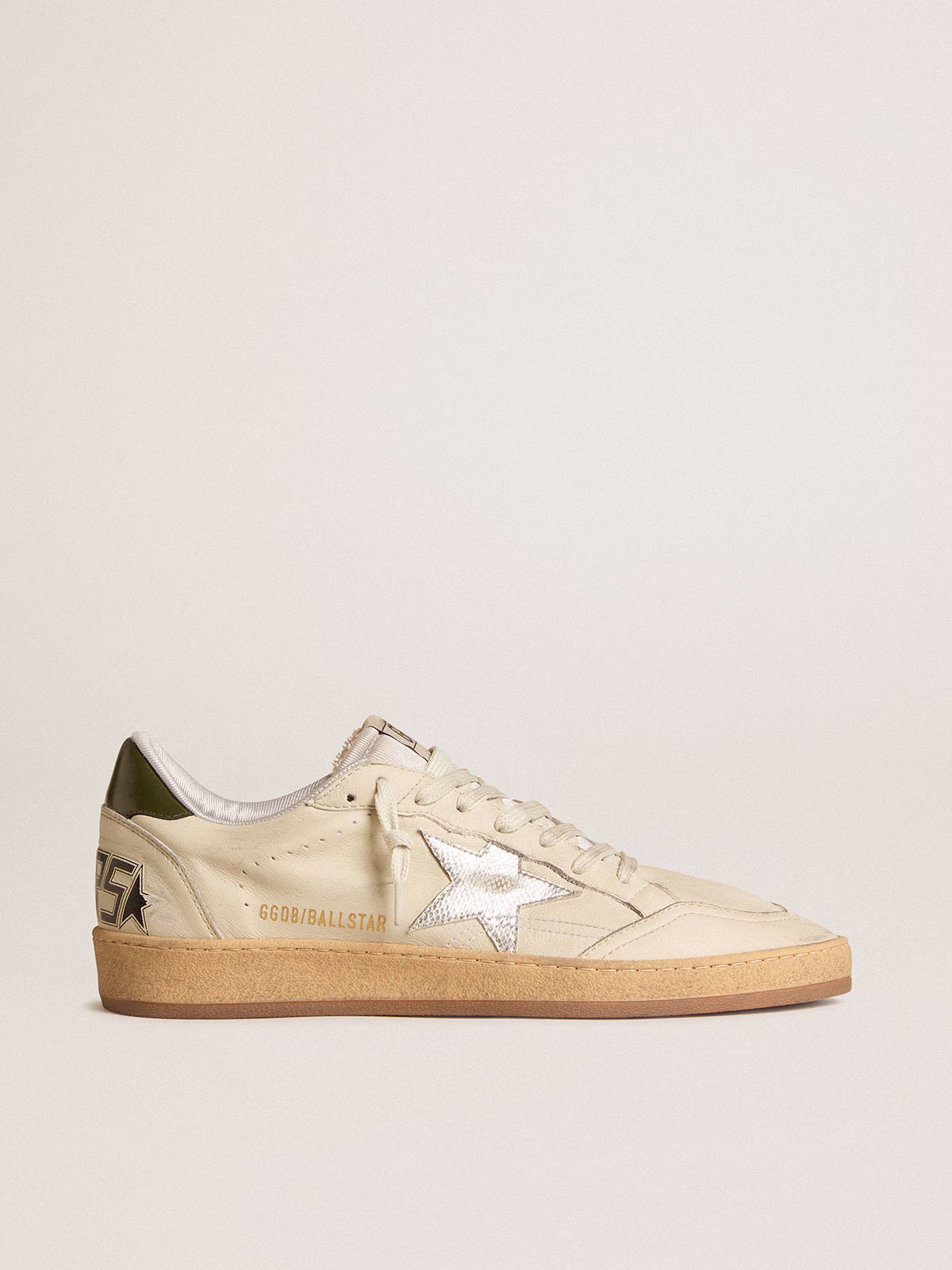 Golden Goose GGDB Ball Star with silver leather star and green leather heel tab