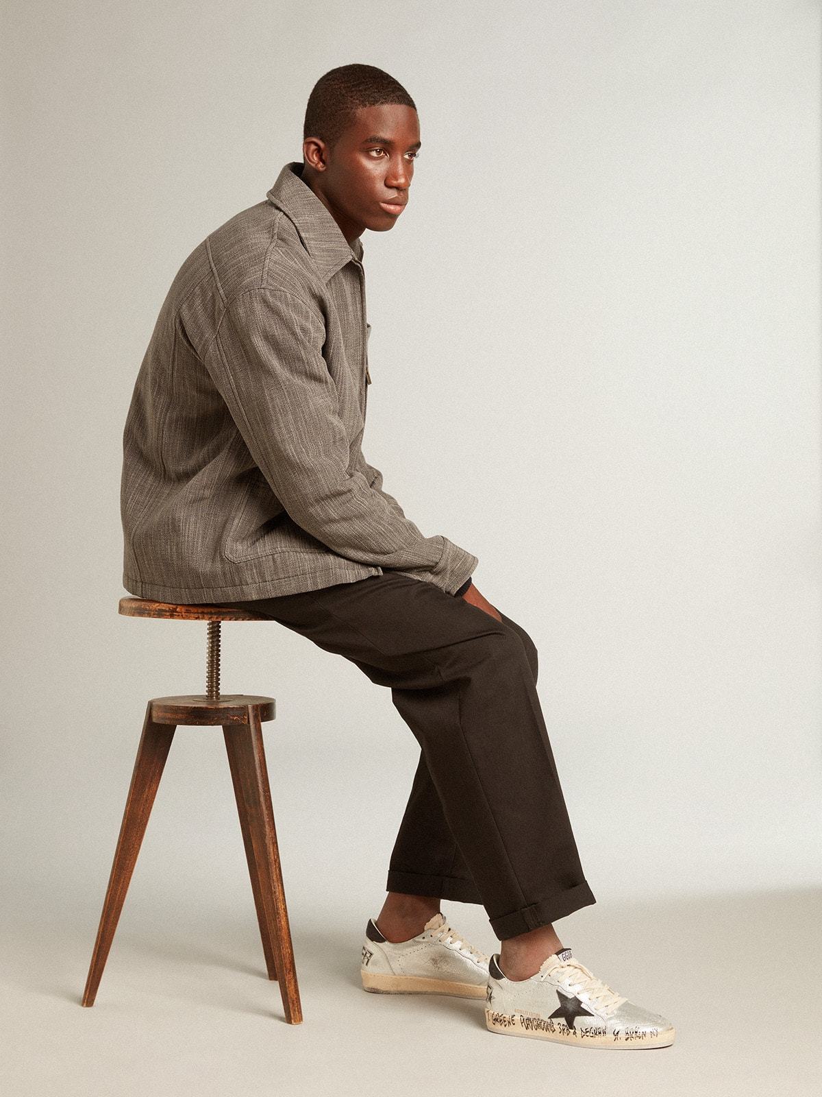 Golden Goose GGDB Ball Star LTD in silver leather with gray suede star and heel tab