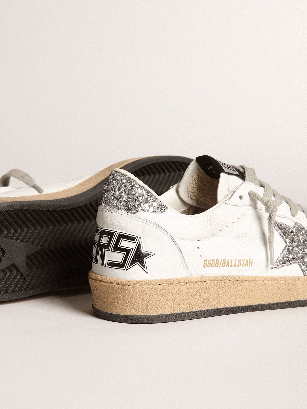 Golden Goose GGDB Women's Ball Star in nappa with white star and glitter heel tab