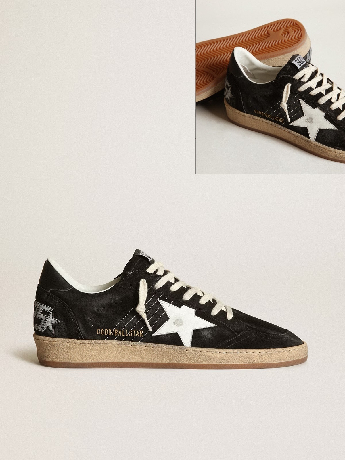 Golden Goose GGDB Women's Ball Star in black suede with white leather star