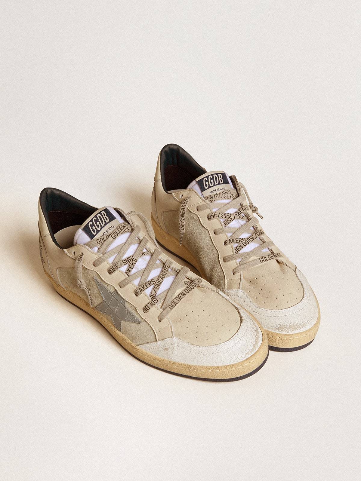 Golden Goose GGDB Men's Ball Star LTD in leather and suede with crocodile print leather star
