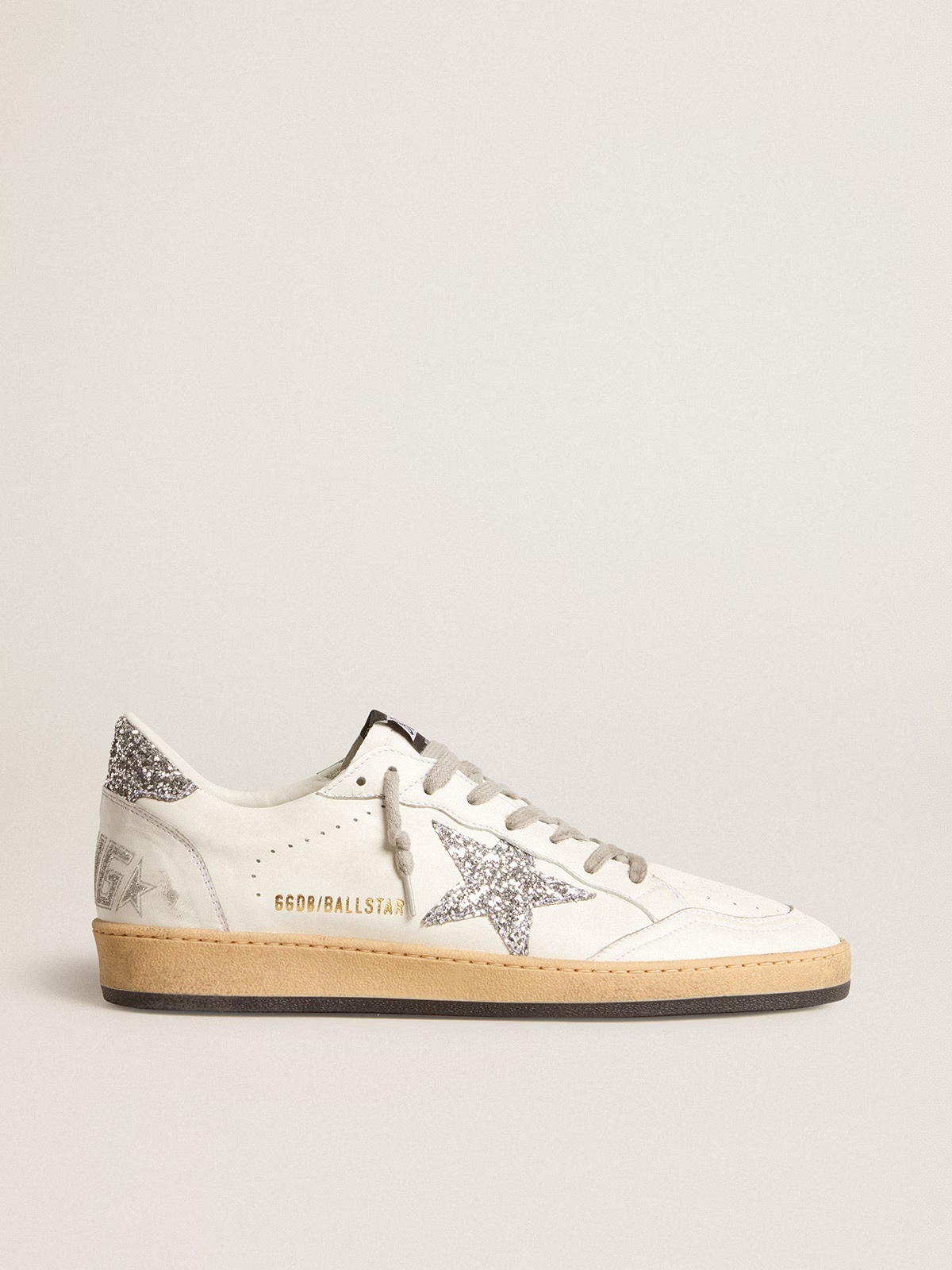 Golden Goose GGDB Men's Ball Star Wishes in nappa leather with glitter star and heel tab
