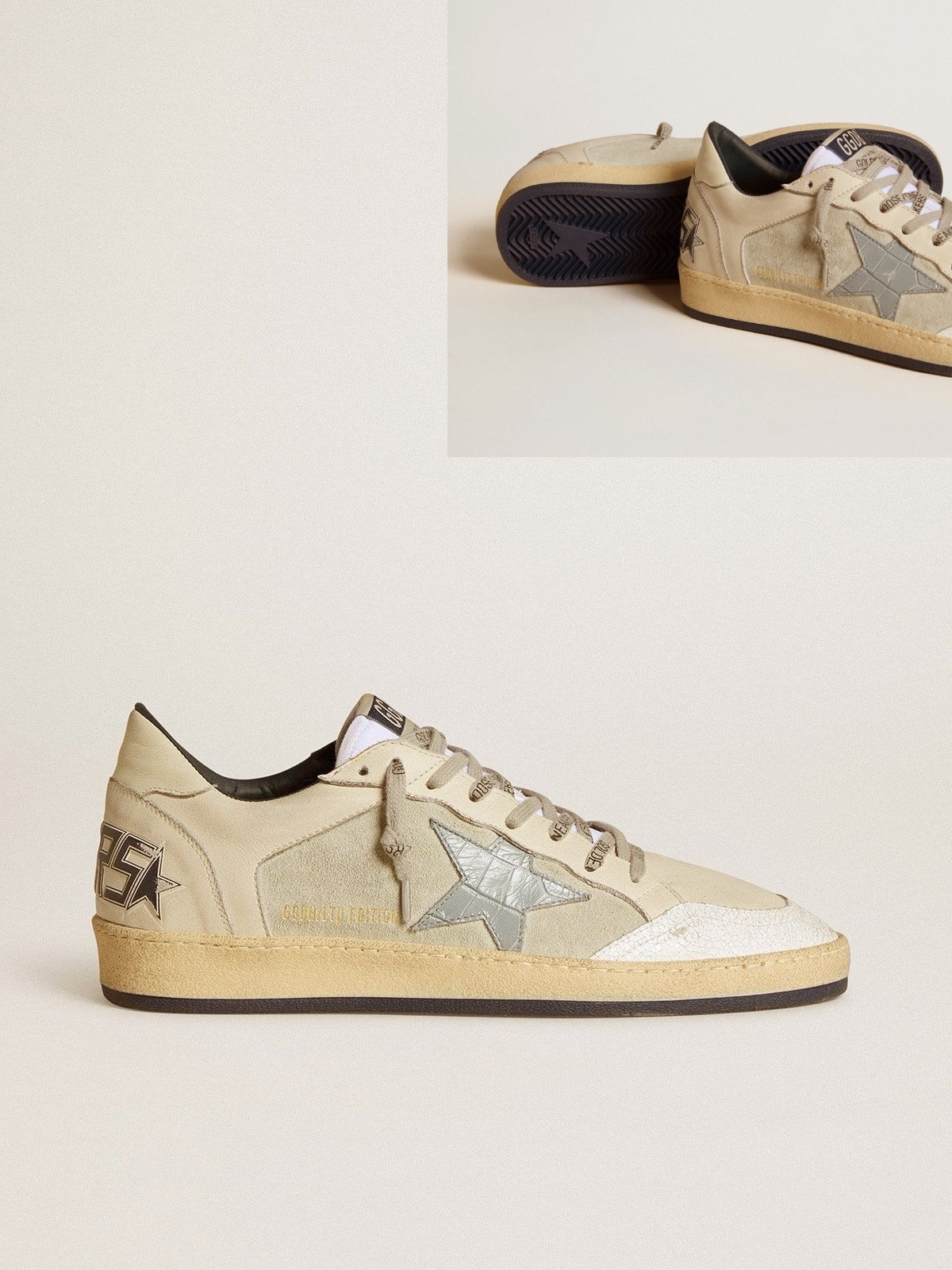 Golden Goose GGDB Men's Ball Star LTD in leather and suede with crocodile print leather star