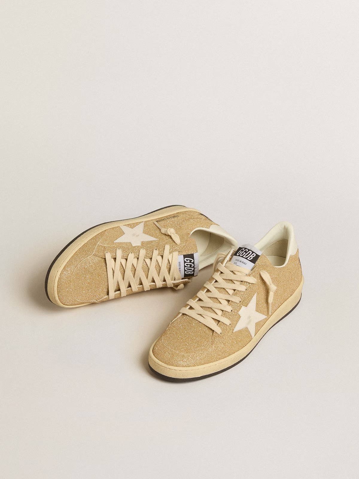 Golden Goose GGDB Ball Star in golden Swarovski crystals with milk-white leather star