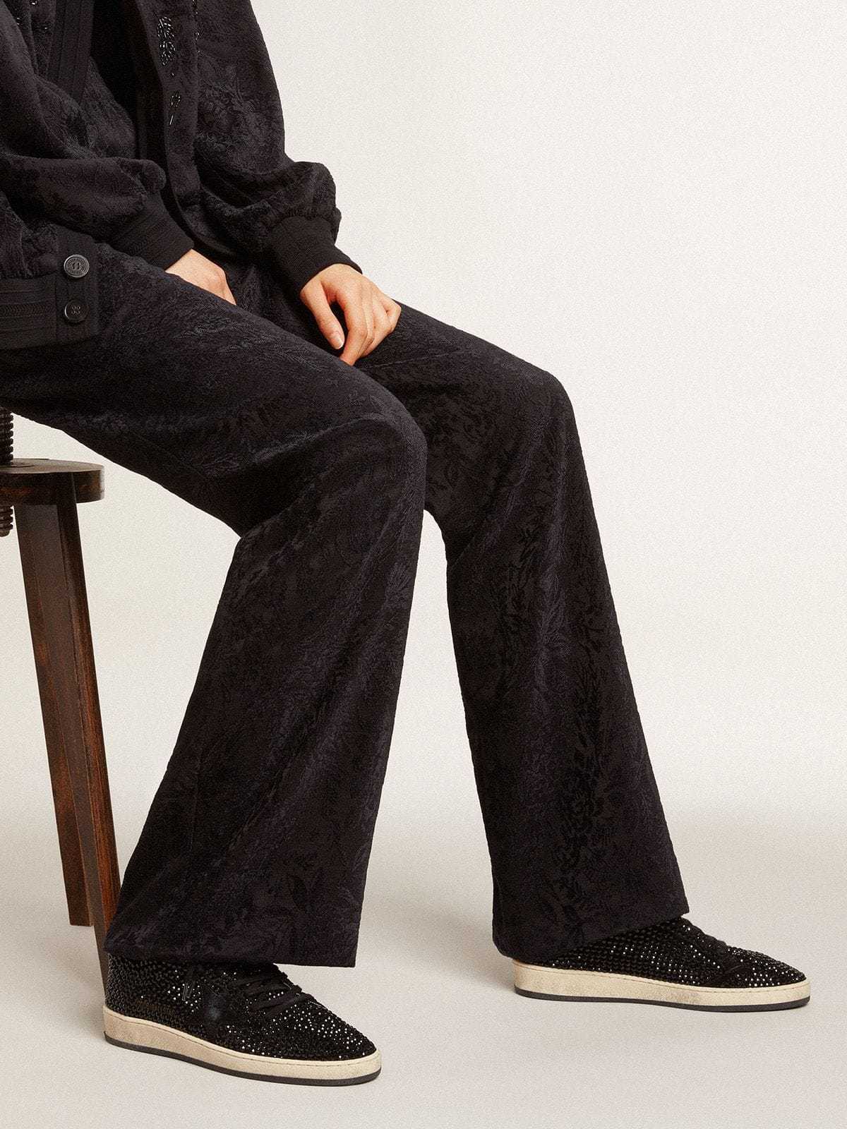 Golden Goose GGDB Ball Star in suede with black Swarovski crystals and black suede star