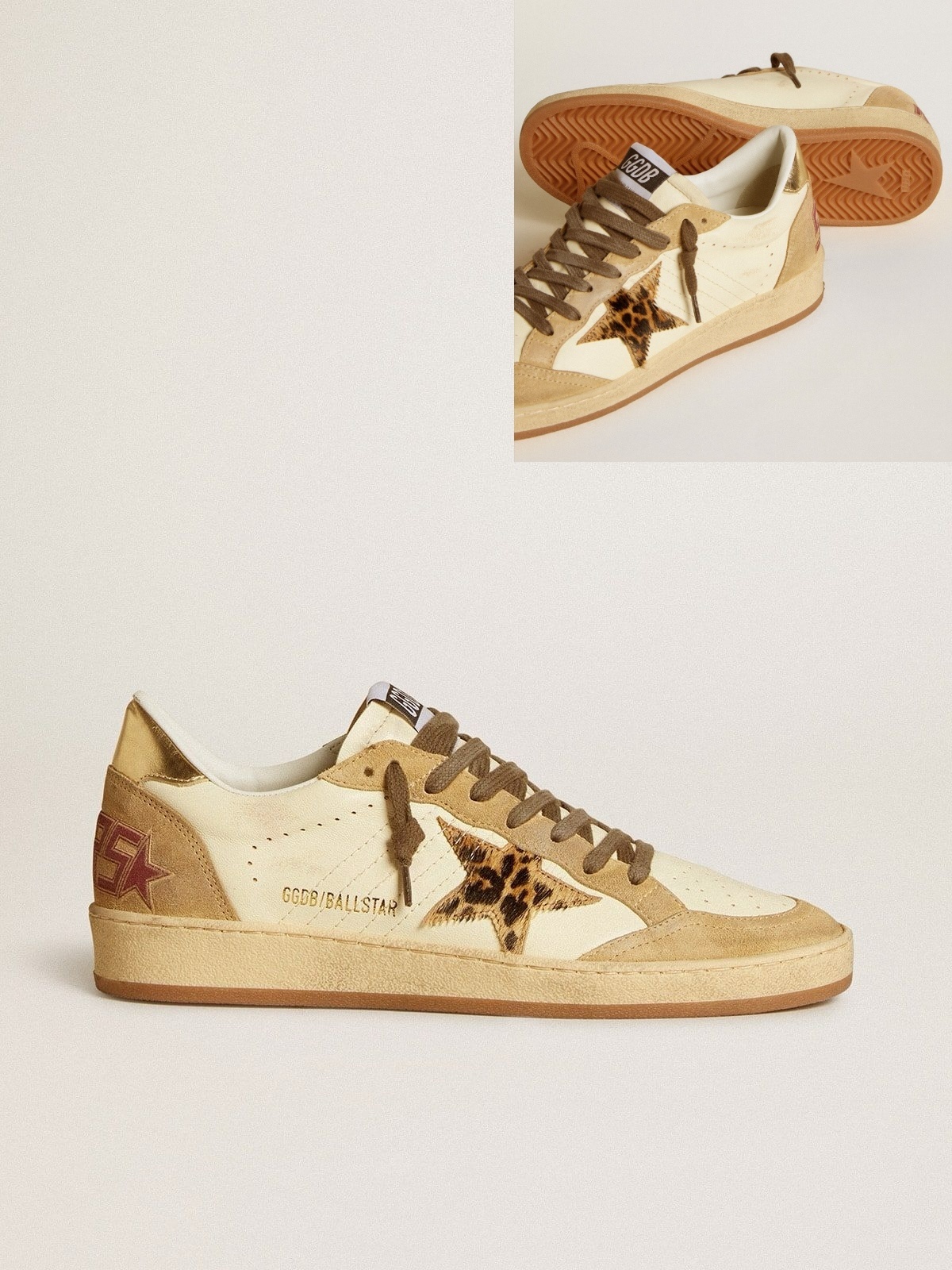 Golden Goose GGDB Women's Ball Star in nappa and suede with pony skin star and metallic heel tab