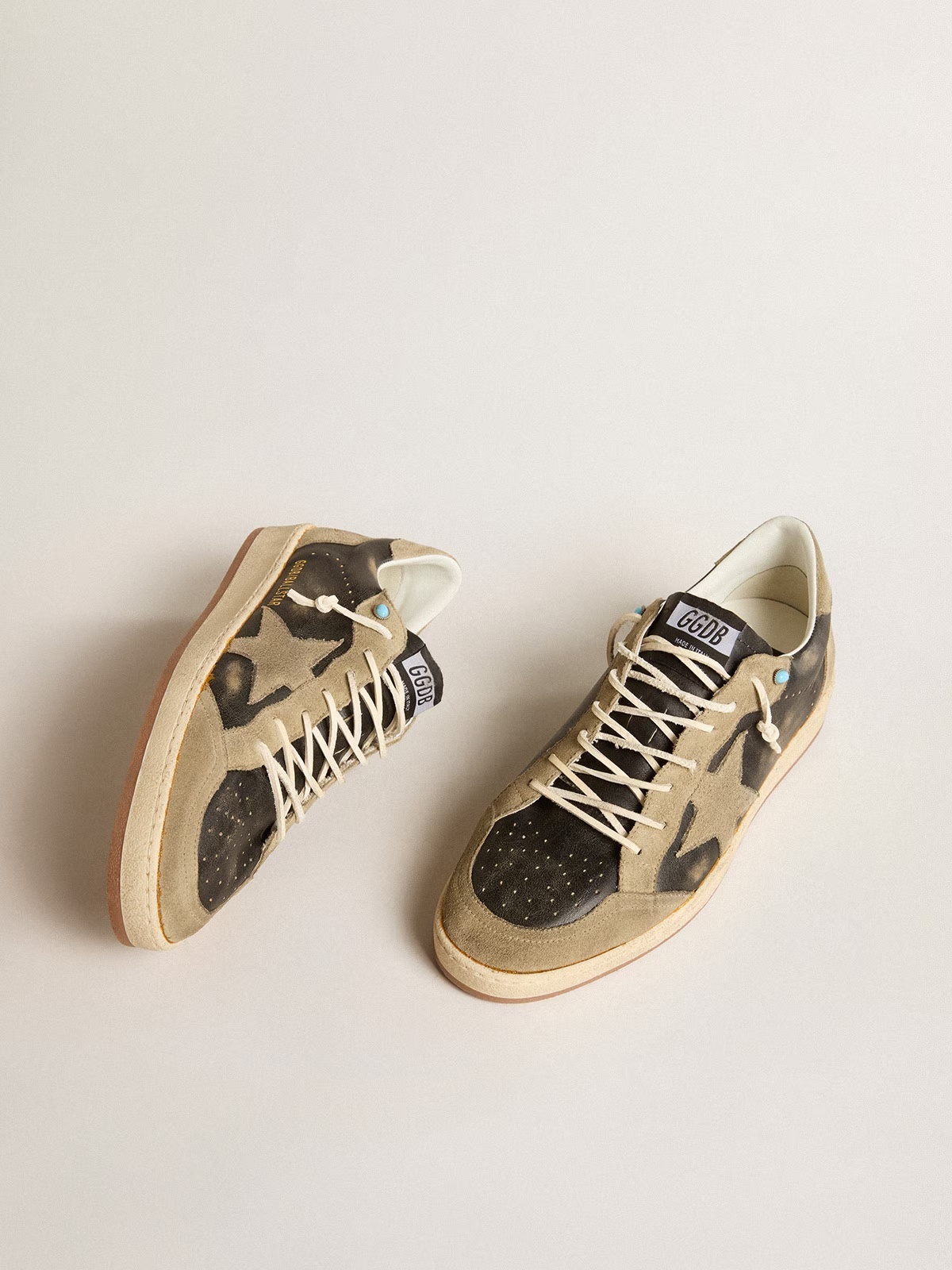 Golden Goose GGDB Brown Ball Star with dove-gray suede star and heel tab