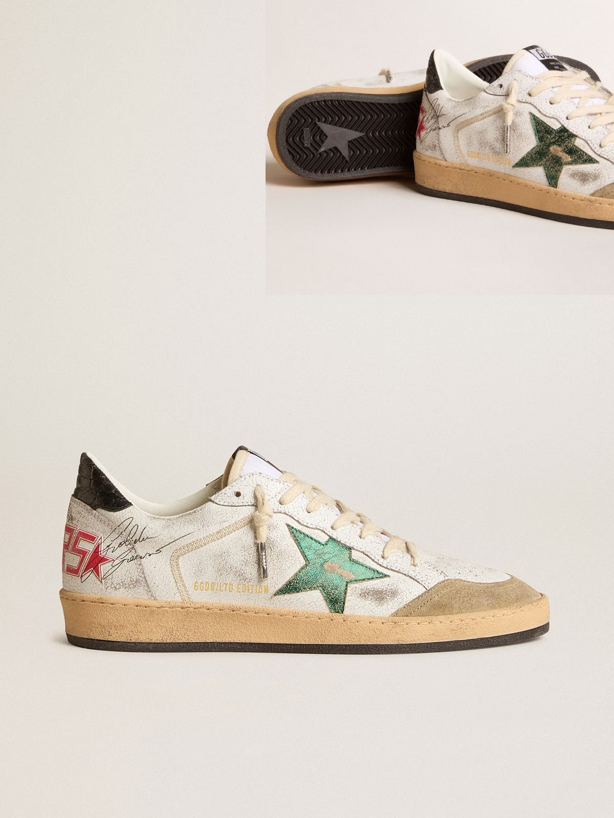 Golden Goose GGDB Ball Star LTD with metallic leather star and gray leather heel tab
