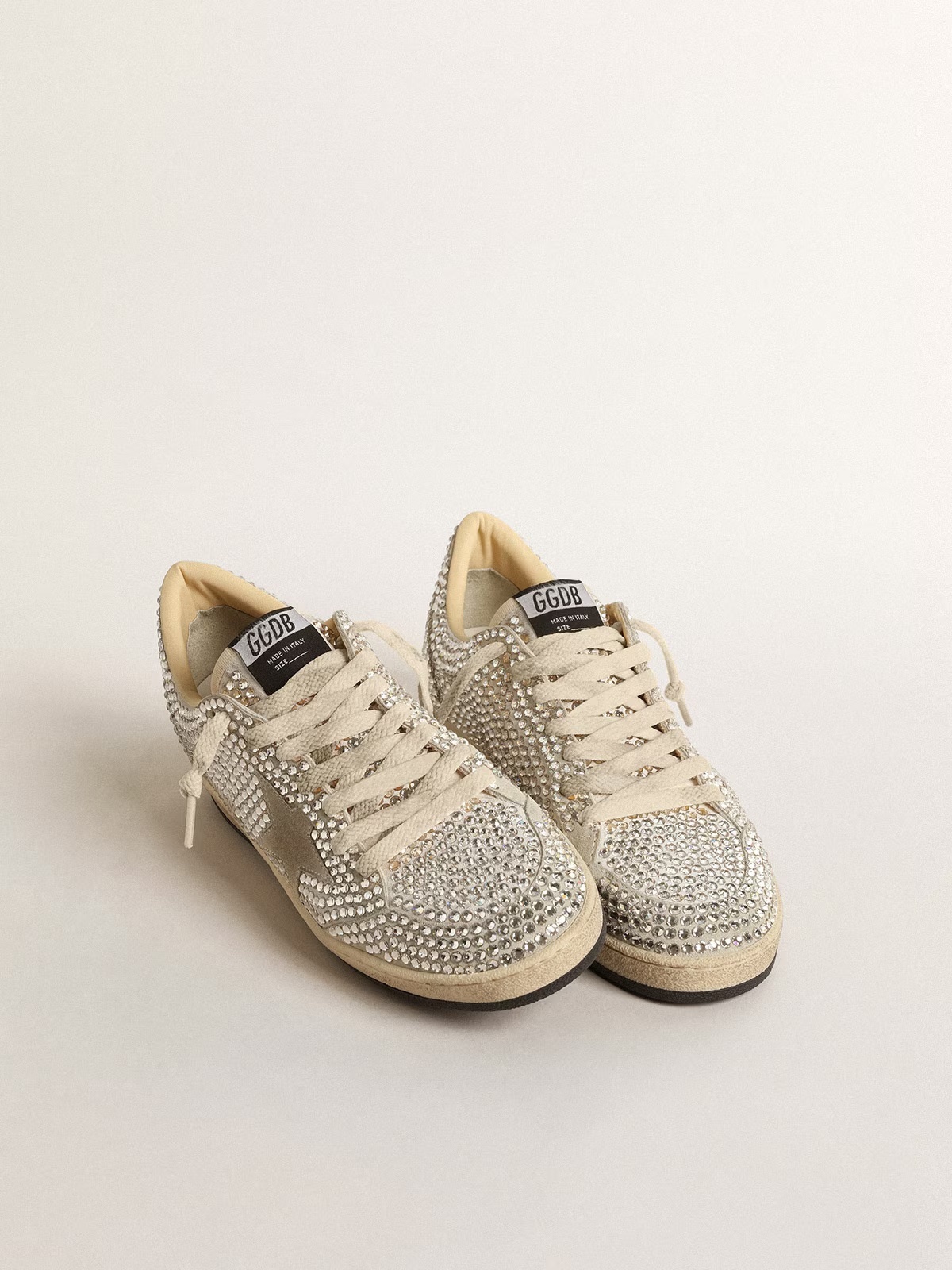 Golden Goose GGDB Ball Star in honey suede with silver leather star and heel tab