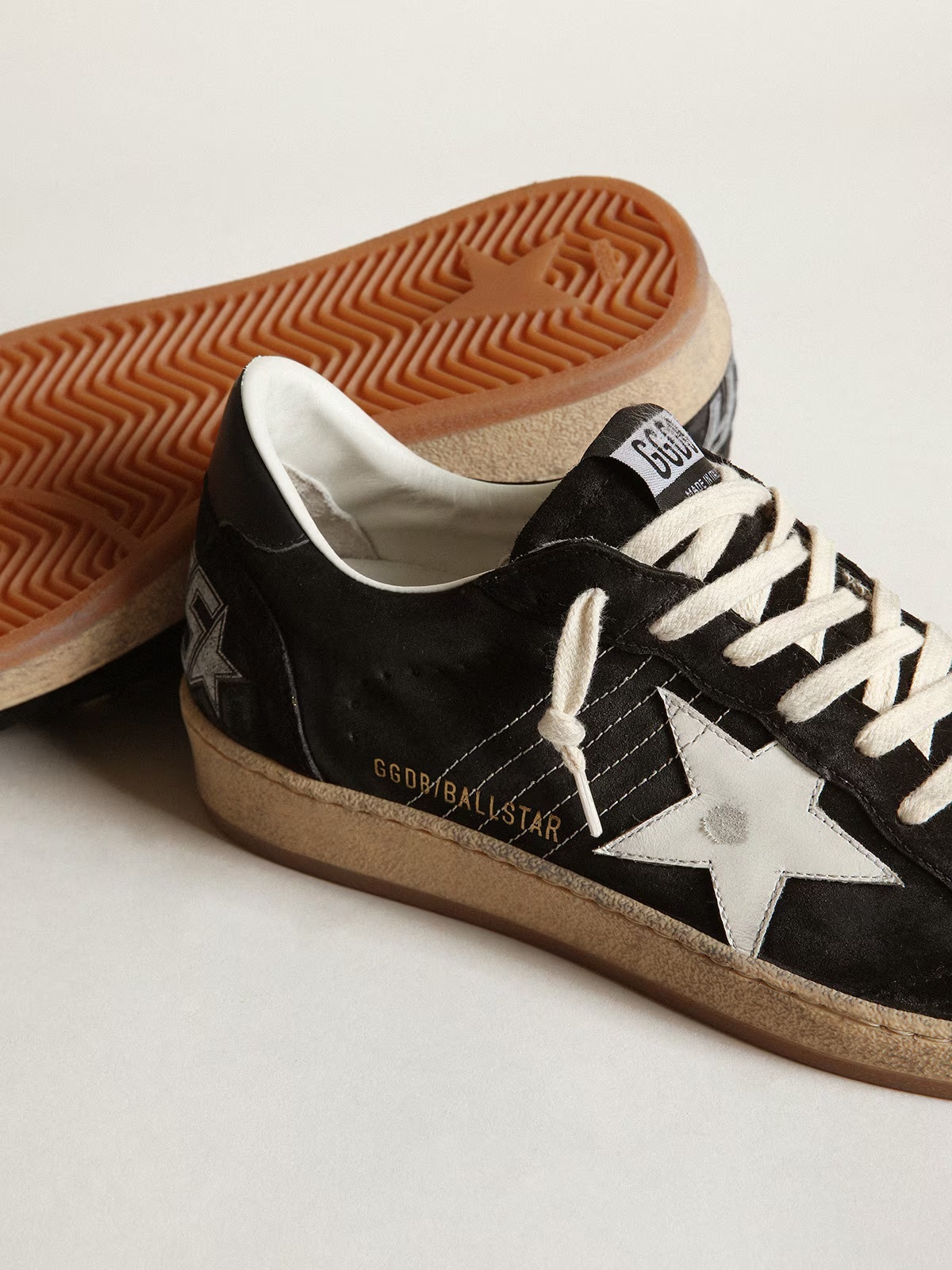 Golden Goose GGDB Men's Ball Star in black suede with white leather star
