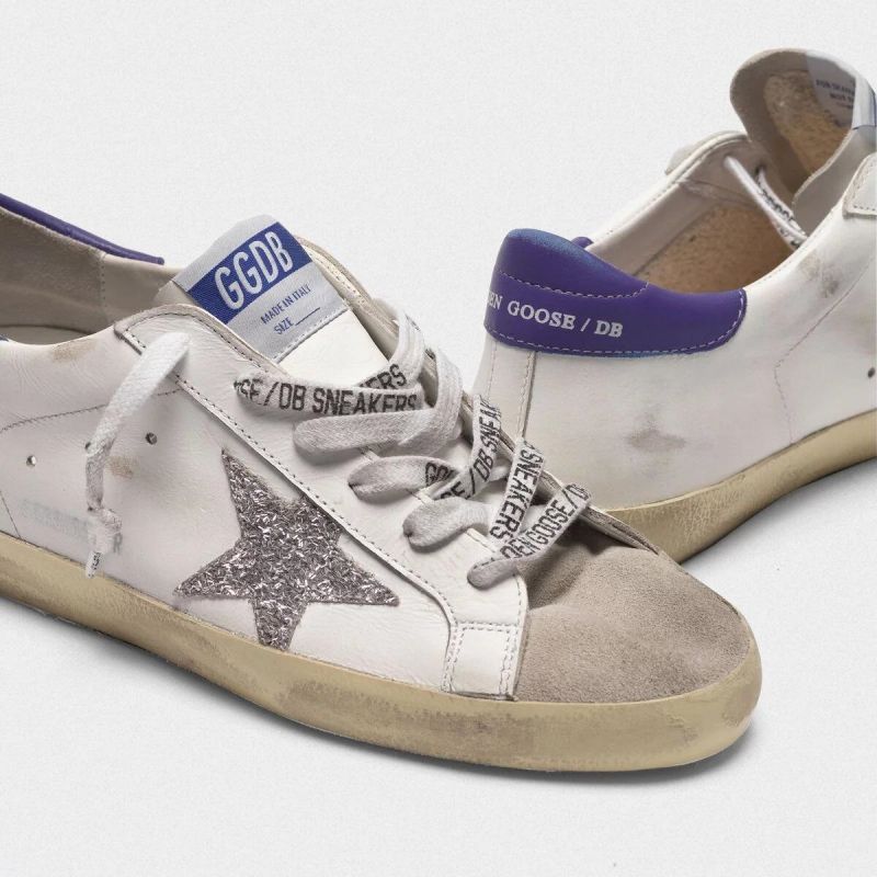 Golden Goose GGDB Super-Star sneakers in leather with glittery star purple