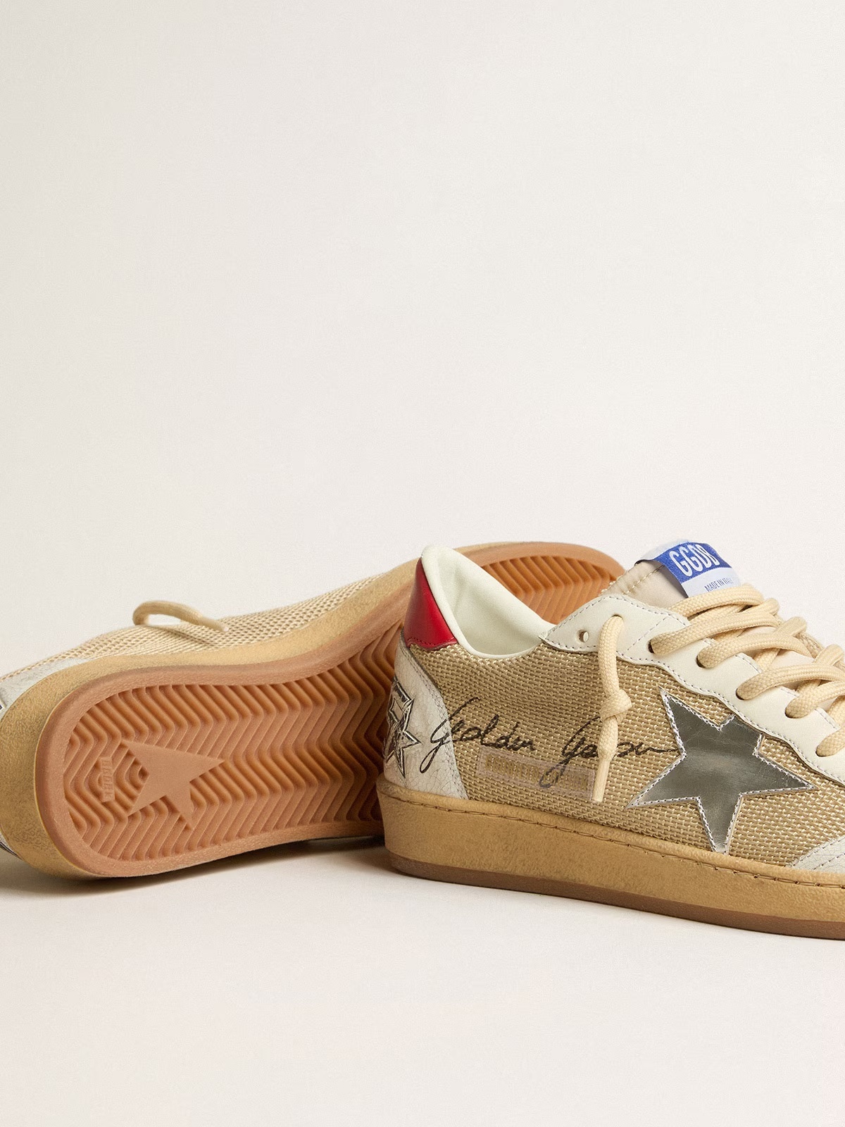 Golden Goose GGDB Ball Star LTD in mesh with metallic leather star and red heel tab