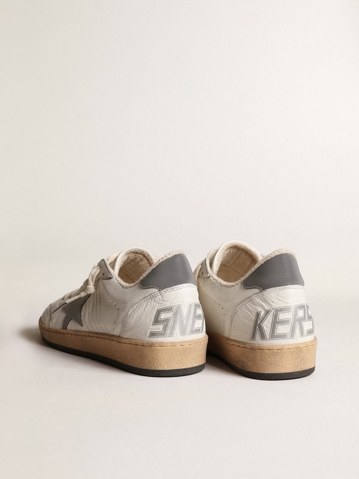 Golden Goose GGDB Ball Star in nappa with gray reflective nylon star and heel tab