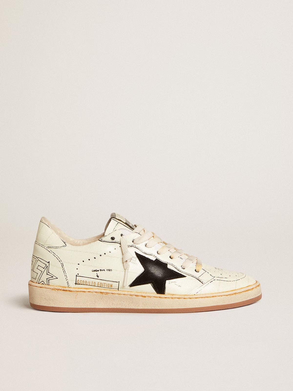 Golden Goose GGDB Ball Star LTD with black suede star and black lettering