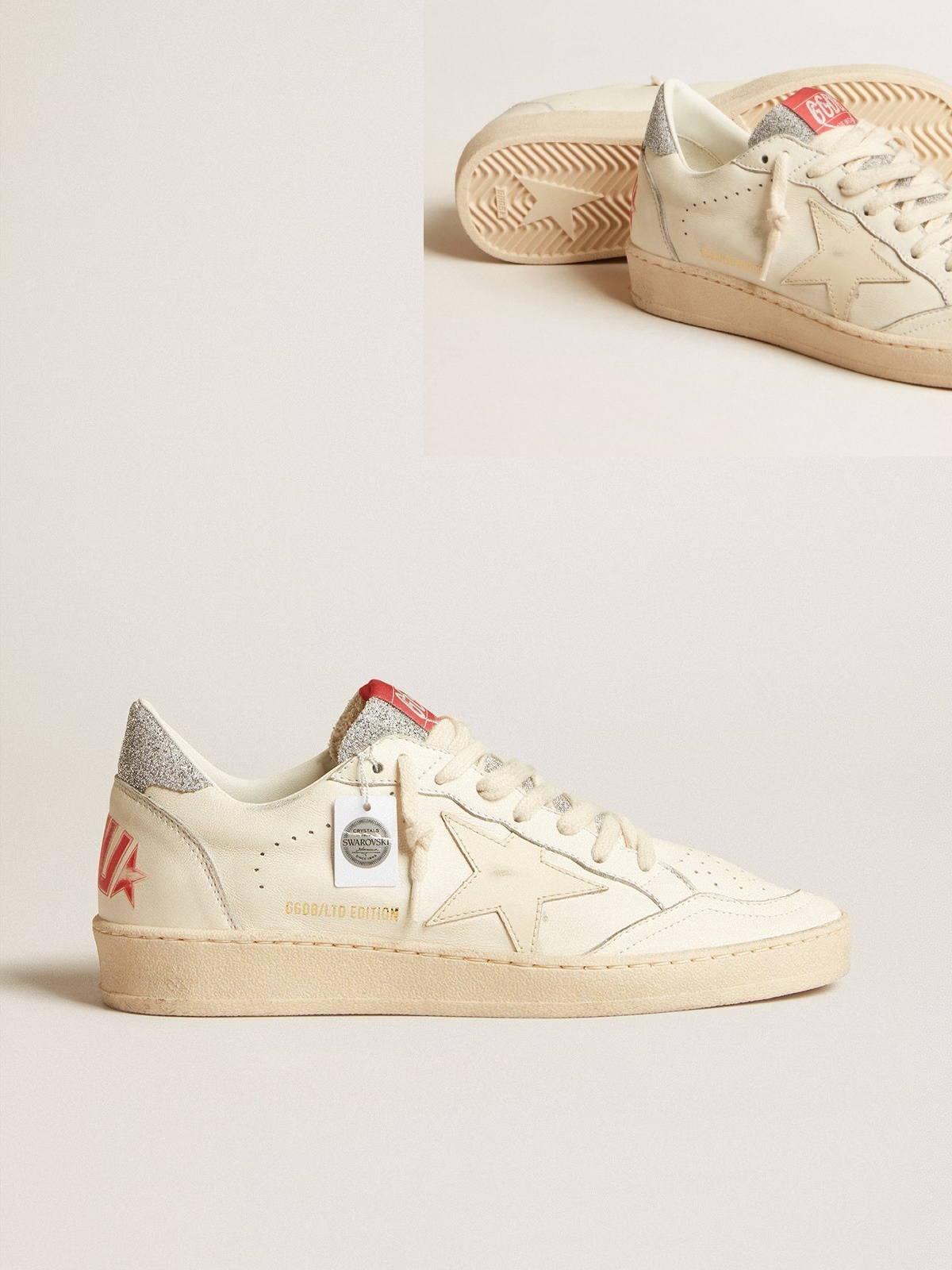 Golden Goose GGDB Men's Ball Star LTD in nappa with white star and Swarovski crystal heel tab