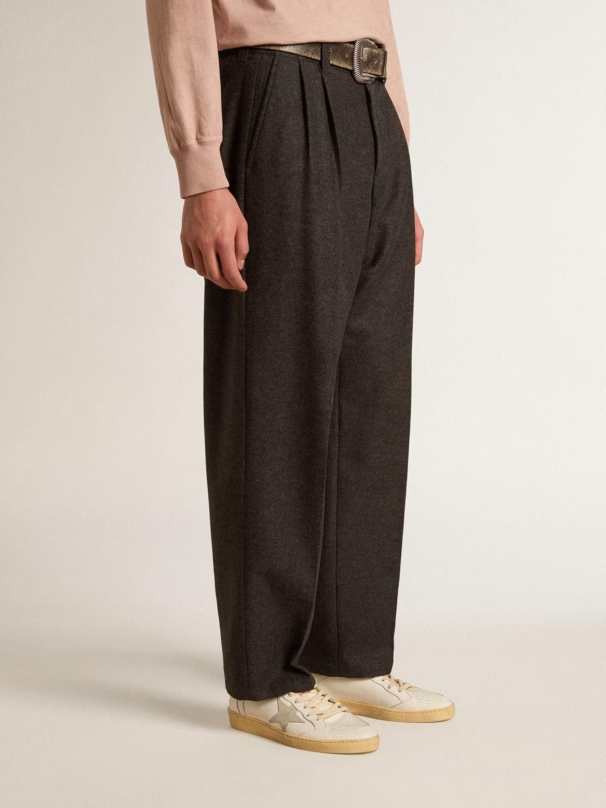 Golden Goose GGDB Ball Star with ice-gray suede star and blue leather heel tab