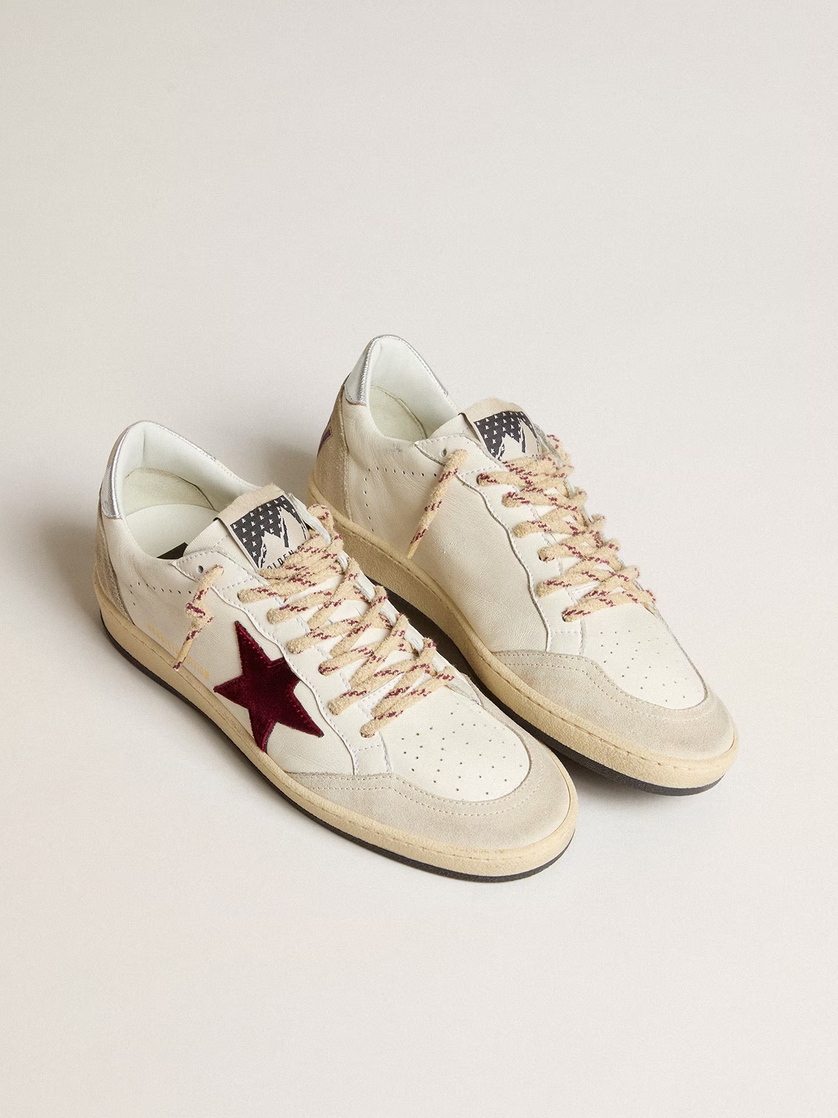 Golden Goose GGDB Men's Ball Star Mountain LTD in leather with burgundy velvet star
