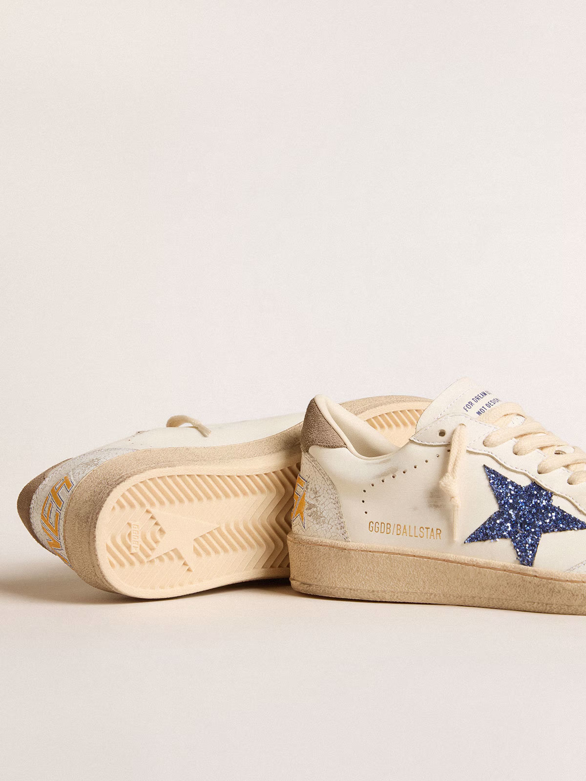 Golden Goose GGDB Ball Star in golden Swarovski crystals with milk-white leather star