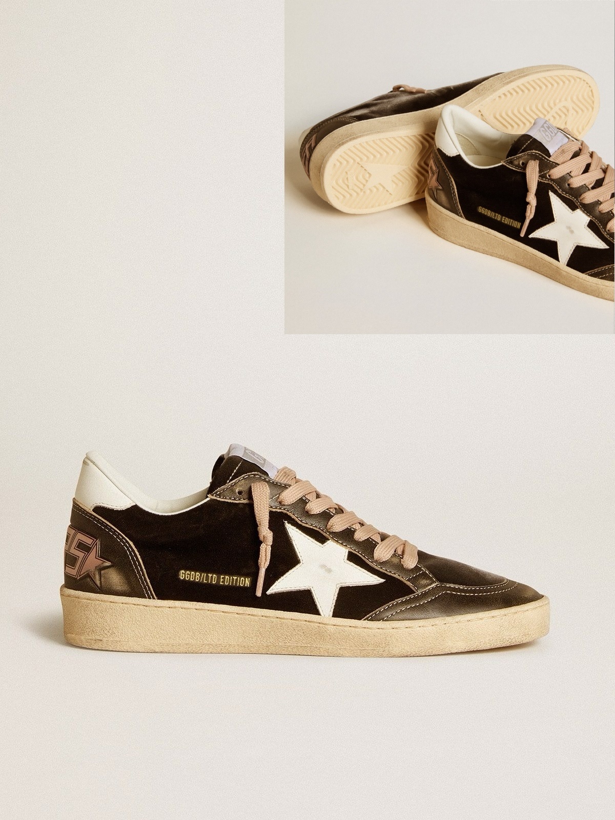 Golden Goose GGDB Ball Star LTD in black velvet with white leather star and heel tab