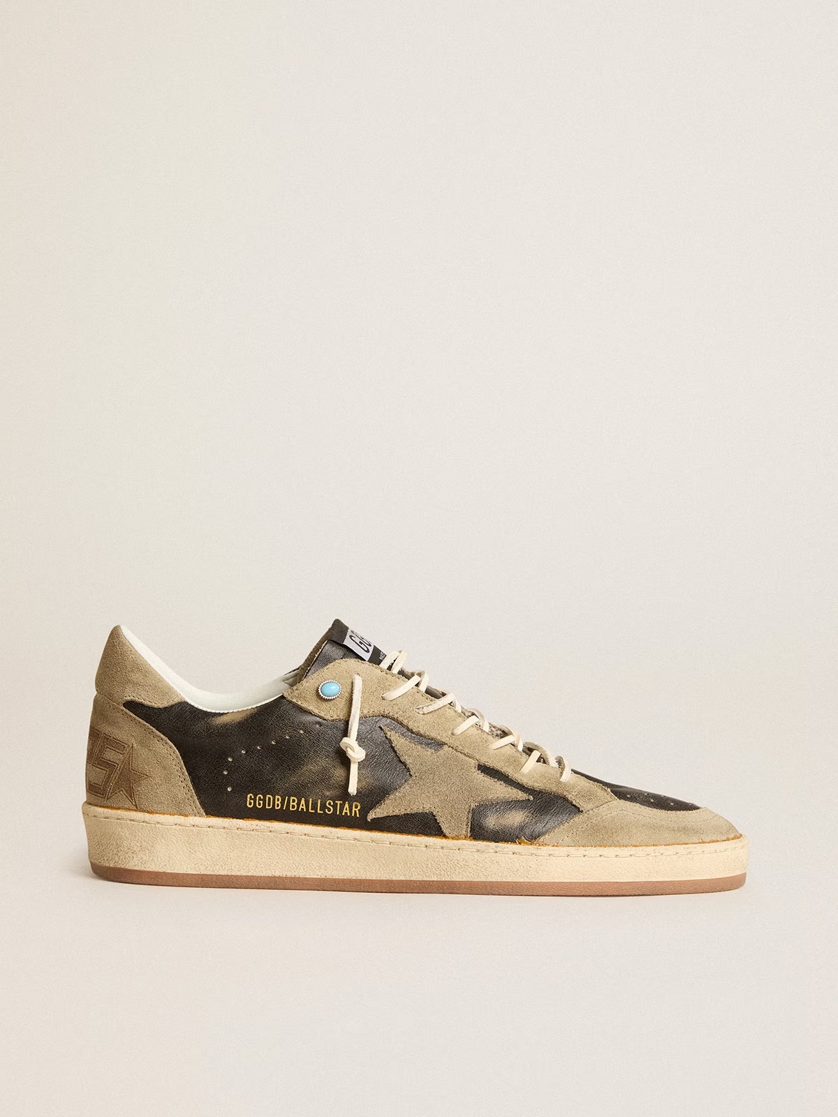 Golden Goose GGDB Brown Ball Star with dove-gray suede star and heel tab