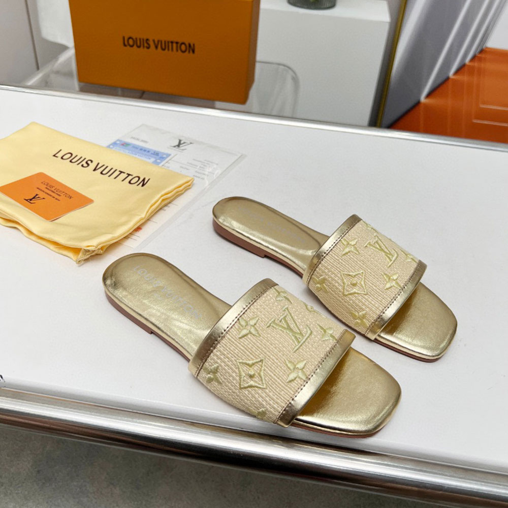 Louis Vuitton LV Fabric Flat Flip-flops Slide Sandal (Replica)