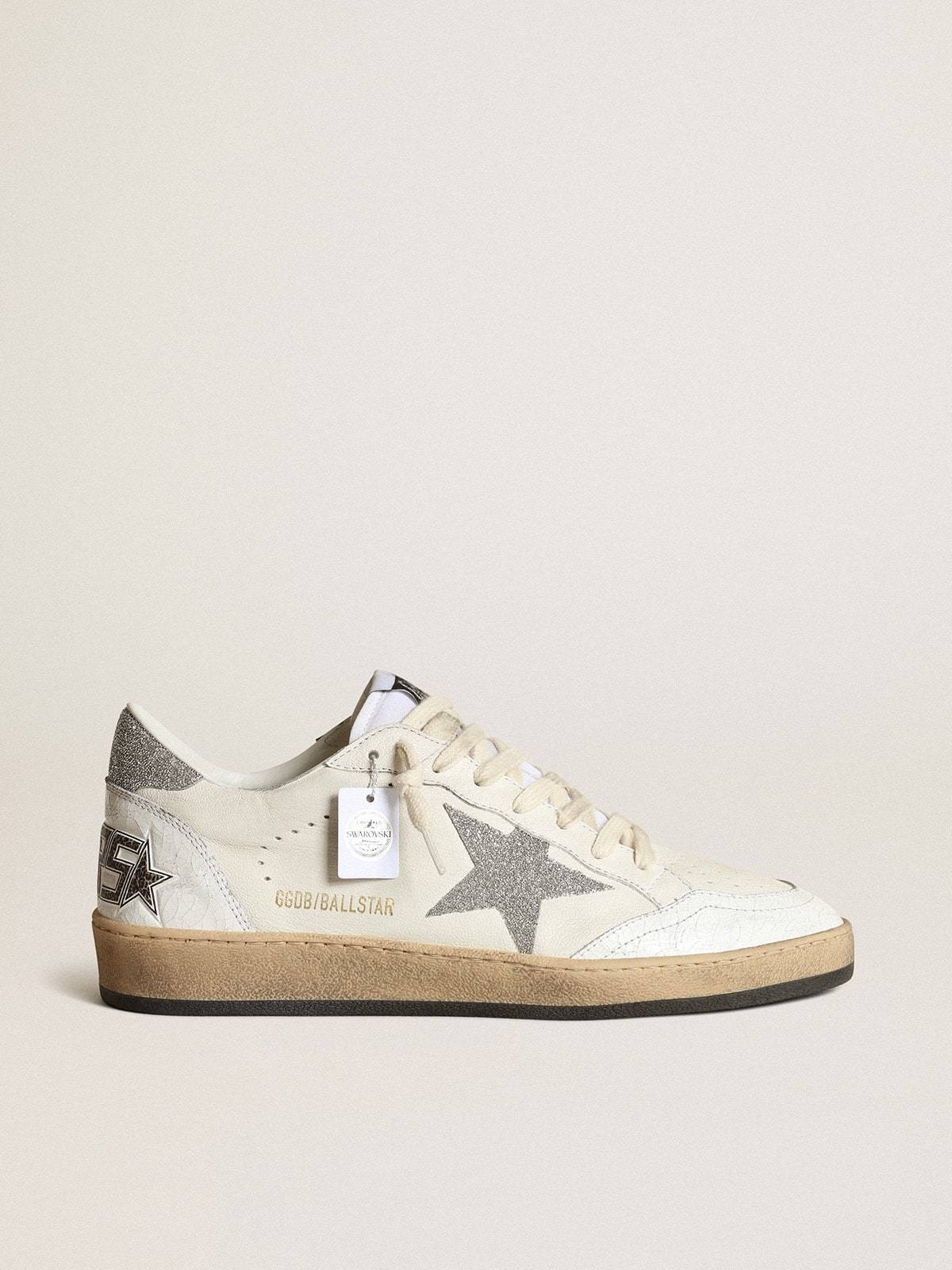 Golden Goose GGDB White Ball Star with a Swarovski crystal star and heel tab
