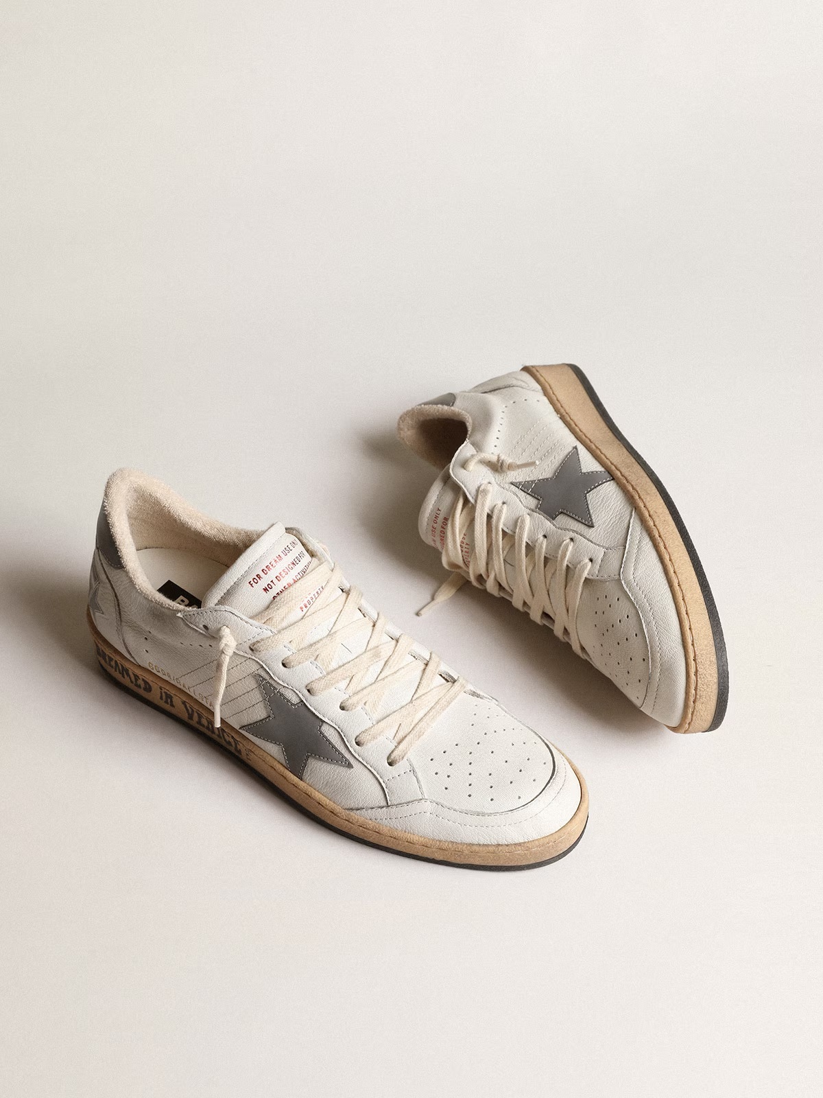 Golden Goose GGDB Ball Star in nappa with gray reflective nylon star and heel tab