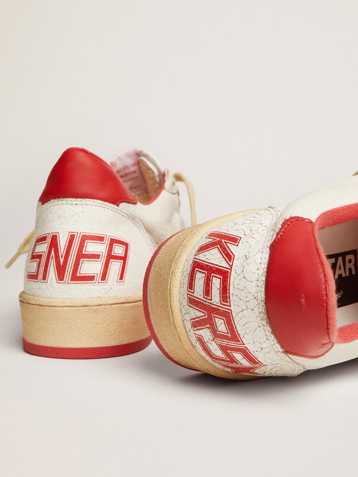 Golden Goose GGDB Women's Ball Star in white leather with red star and heel tab