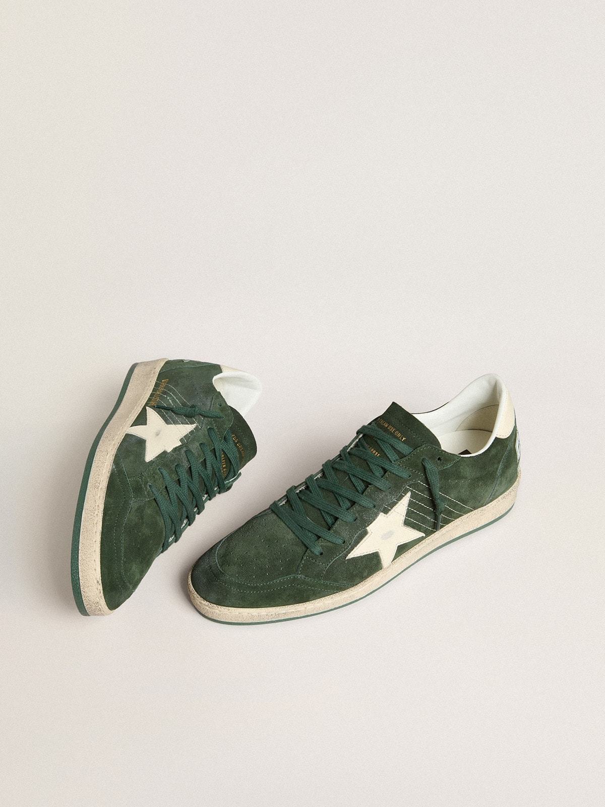 Golden Goose GGDB Men's Ball Star in green suede with white leather star and heel tab