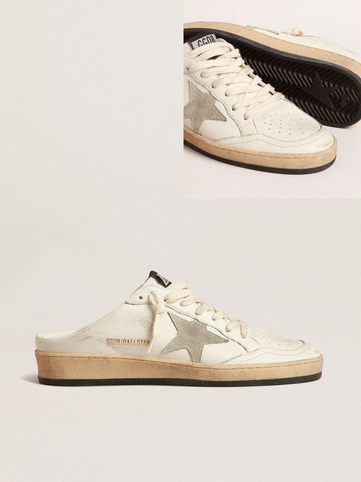 Golden Goose GGDB Ball Star Sabots in nappa leather with ice-gray suede star