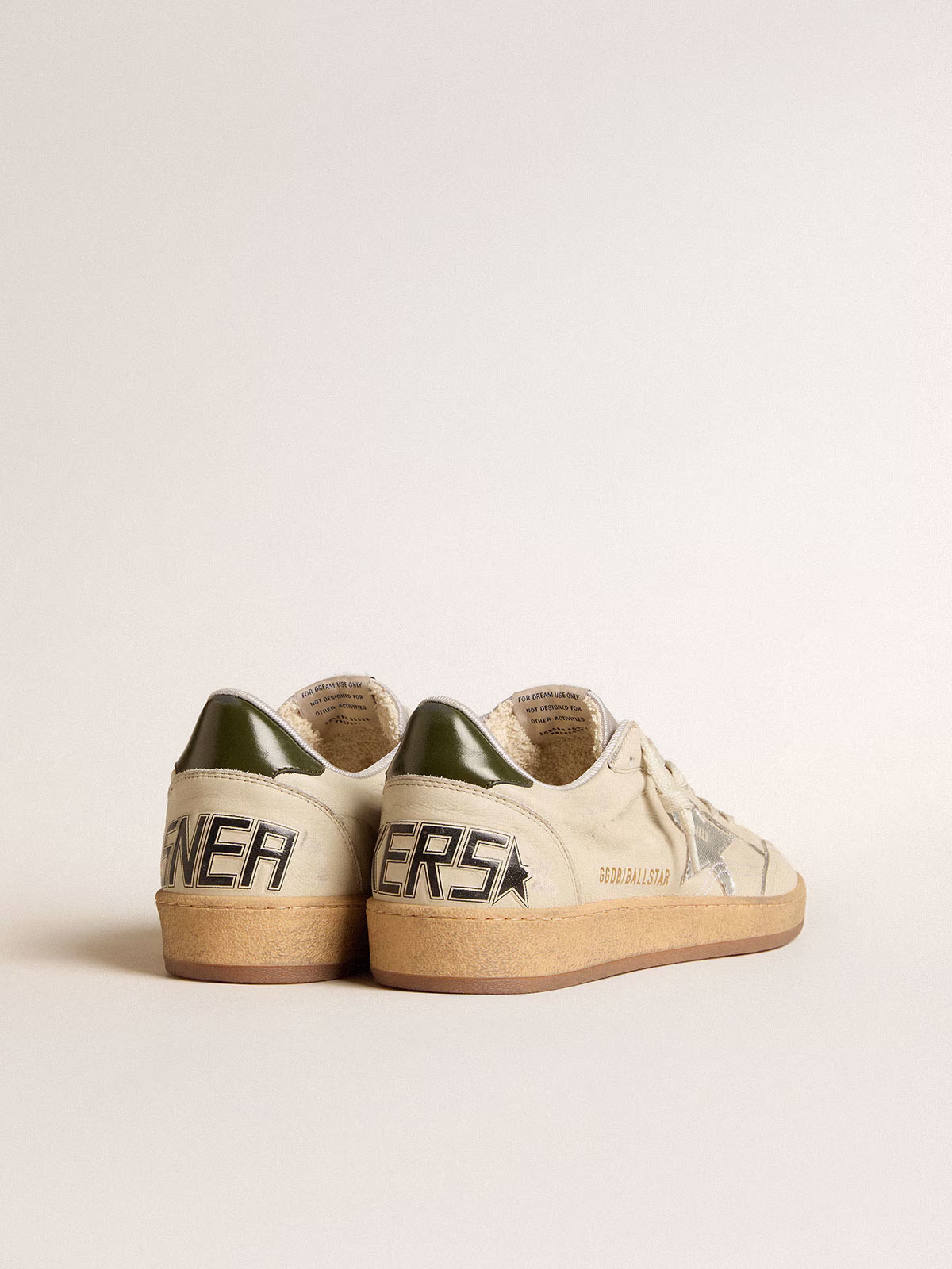 Golden Goose GGDB Men's Ball Star with silver leather star and green leather heel tab