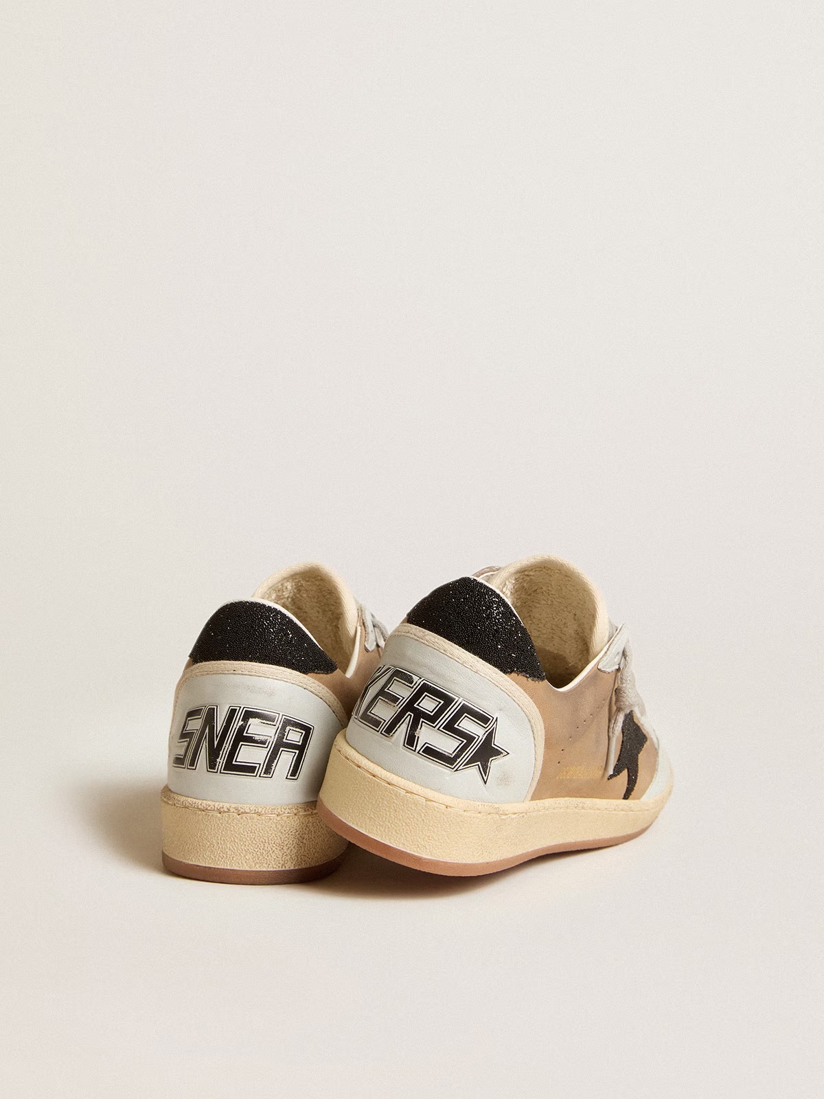 Golden Goose GGDB Women's Ball Star LAB in black nappa with studded black leather star