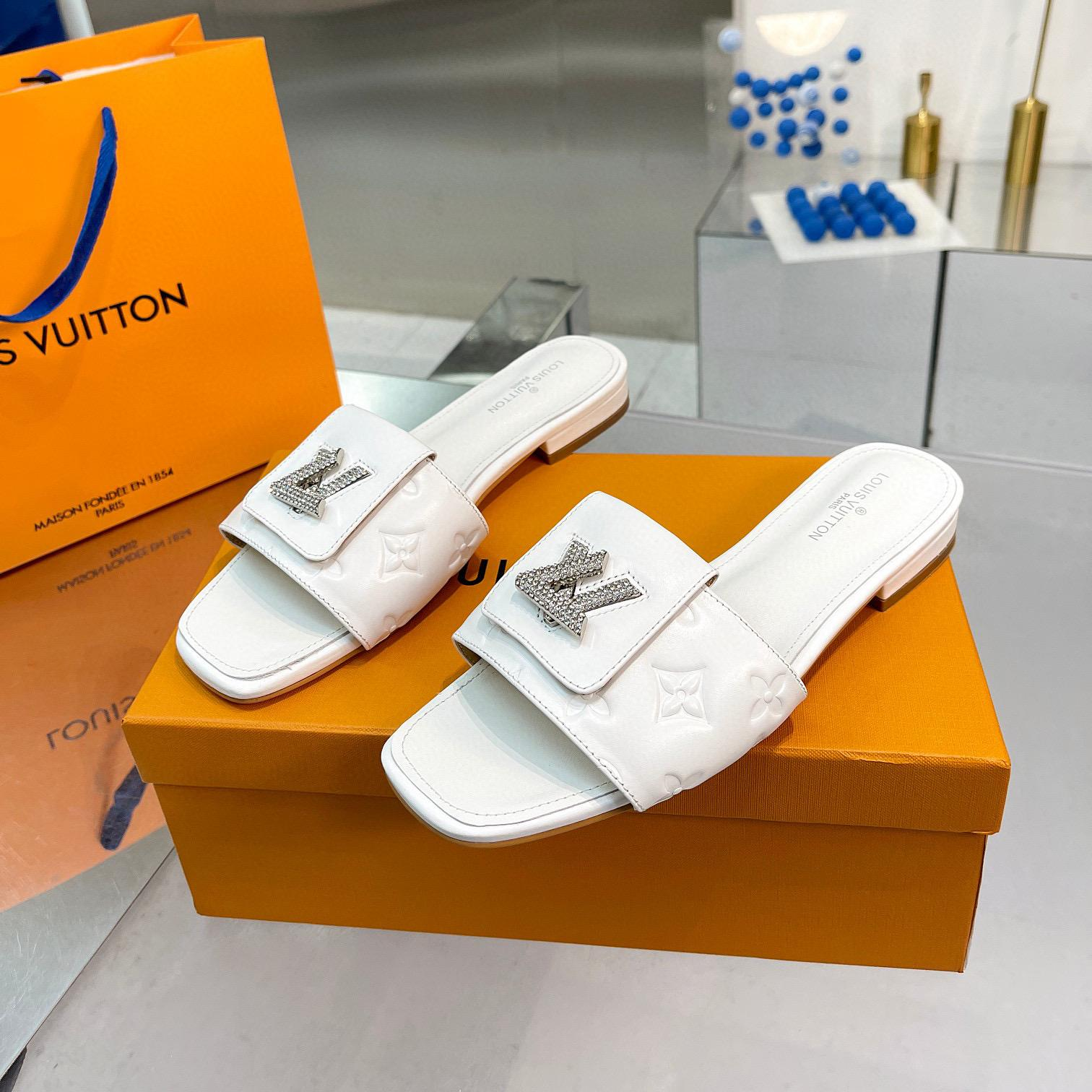 Louis Vuitton LV Comfortable Leather Flip-fFops  Slide Sandal (Replica)